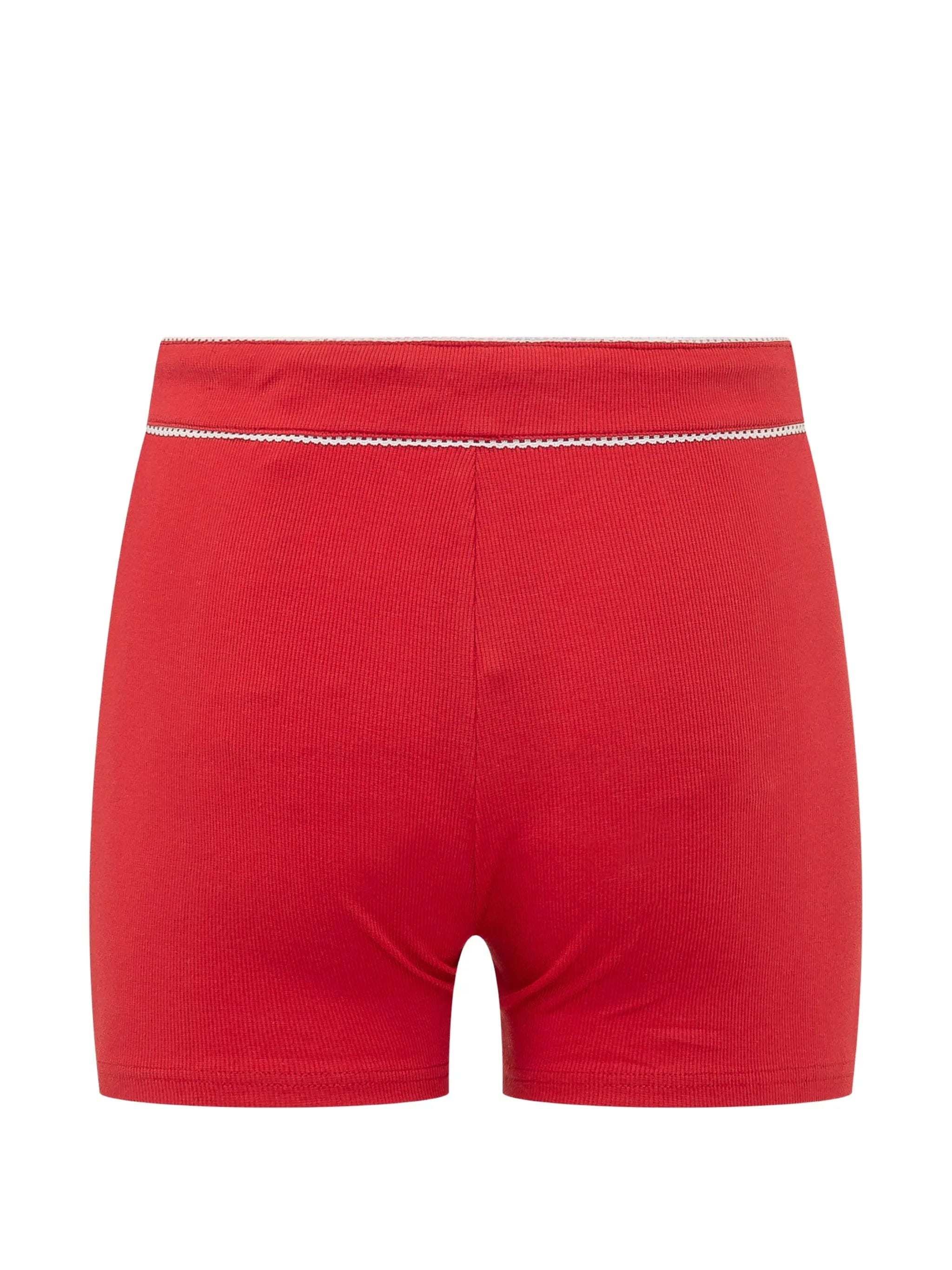 Marine Serre ribbed - knit drawstring mini shorts