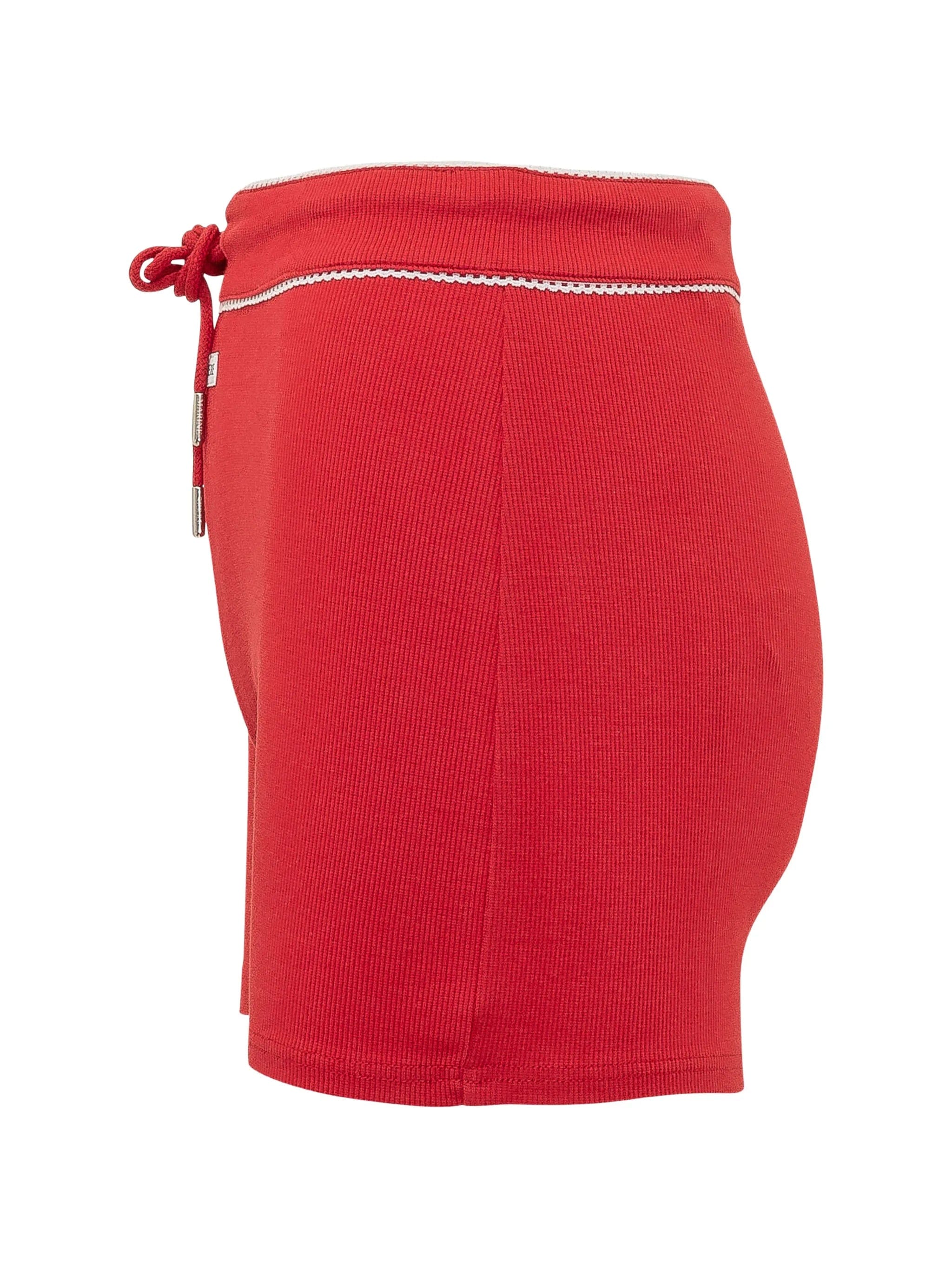 Marine Serre ribbed - knit drawstring mini shorts