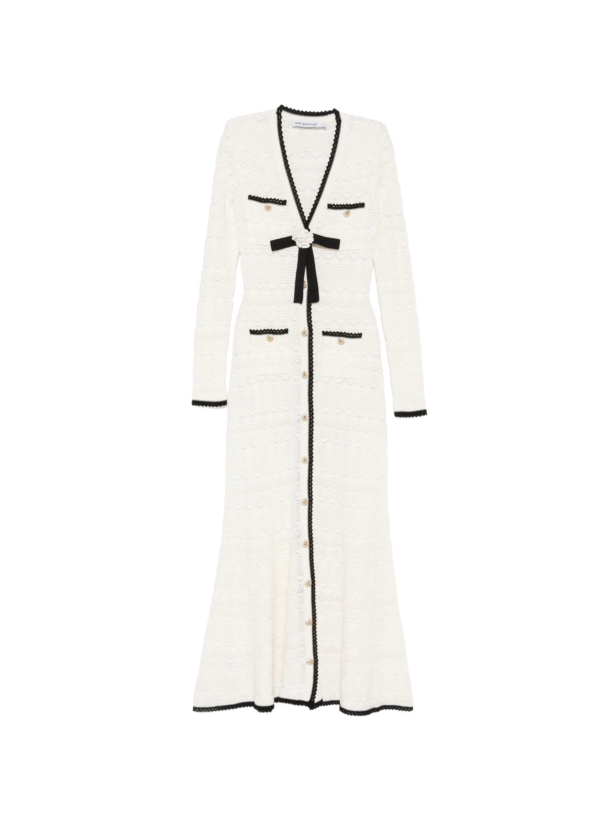 Self-Portrait bow - detail pointelle - knit midi dress