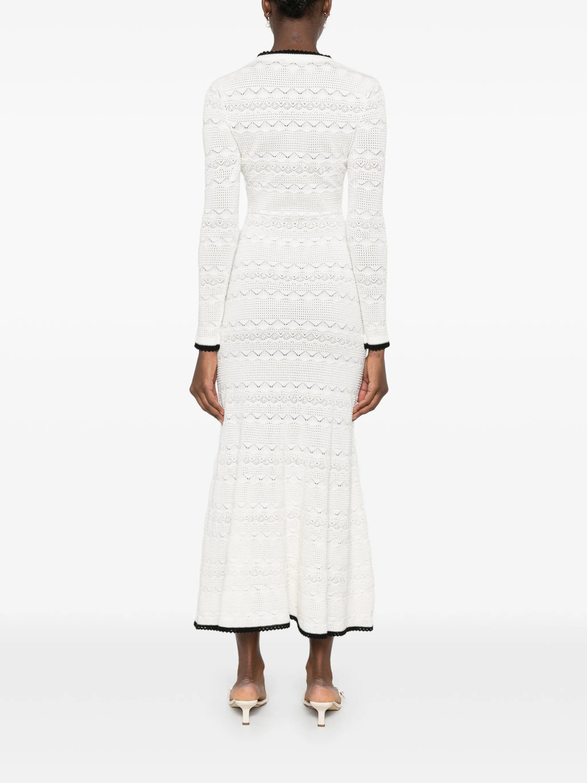 Self-Portrait bow - detail pointelle - knit midi dress