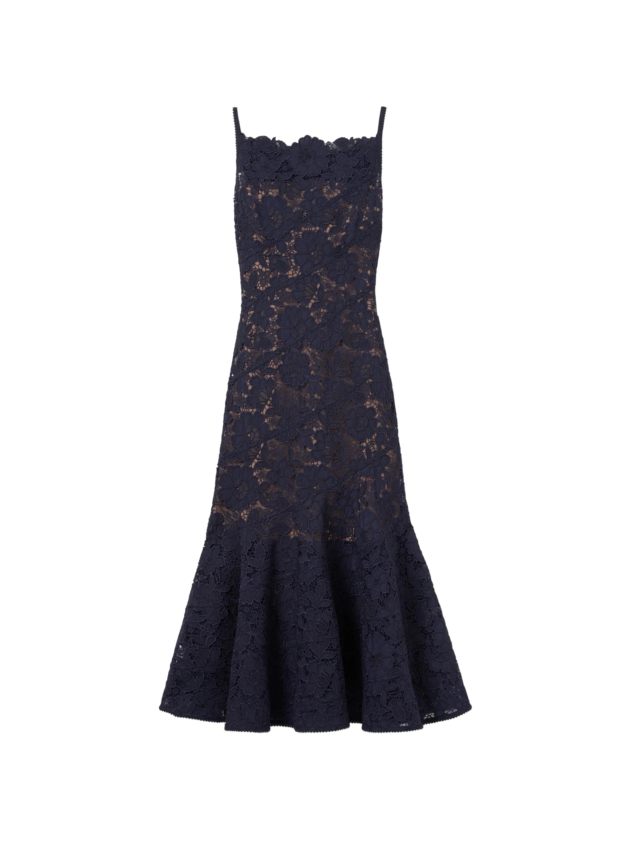 Self-Portrait navy spiral lace midi dress
