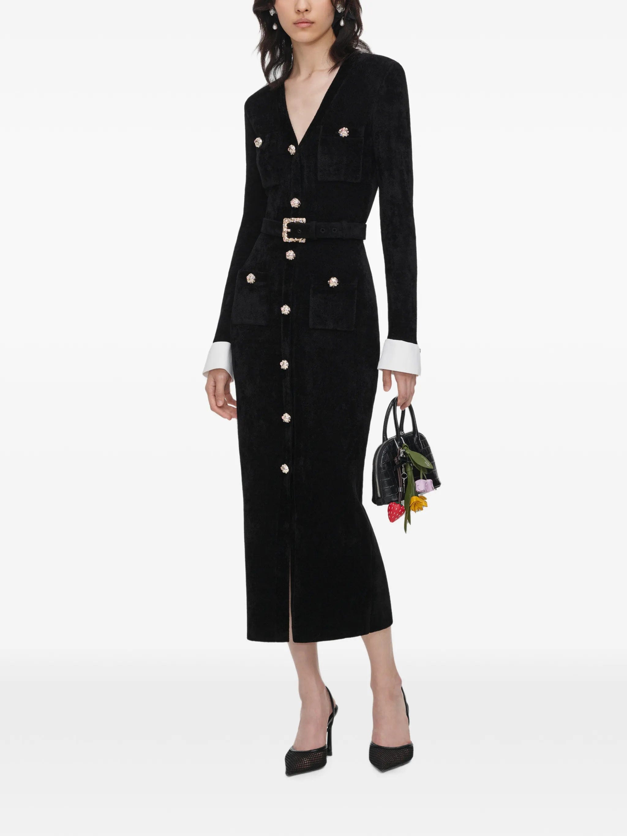 Self-Portrait belted double - breasted midi dress