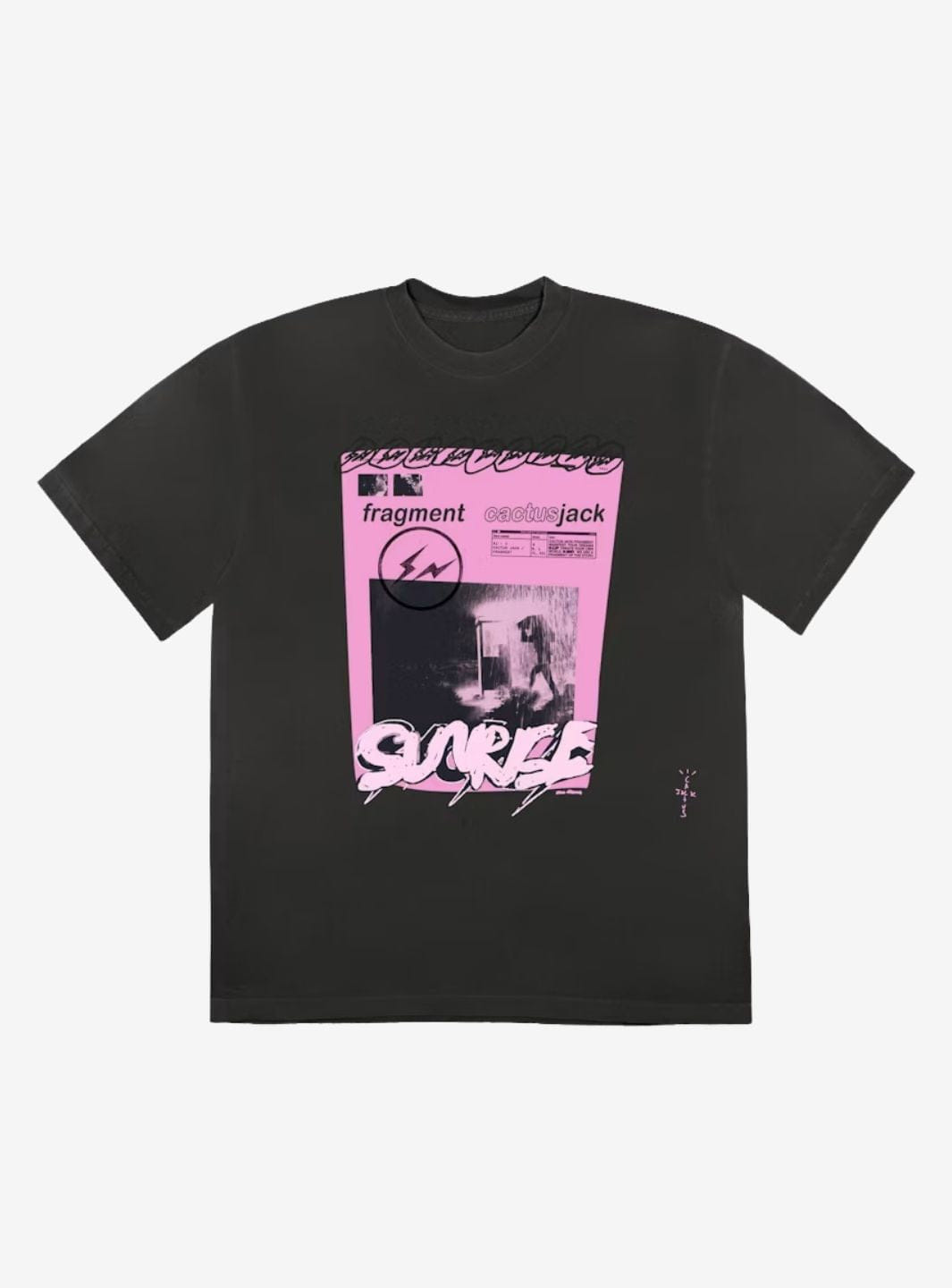 Cactus Jack Travis Scott Cactus Jack For Fragment Pink Sunrise T - Shirt Washed Black