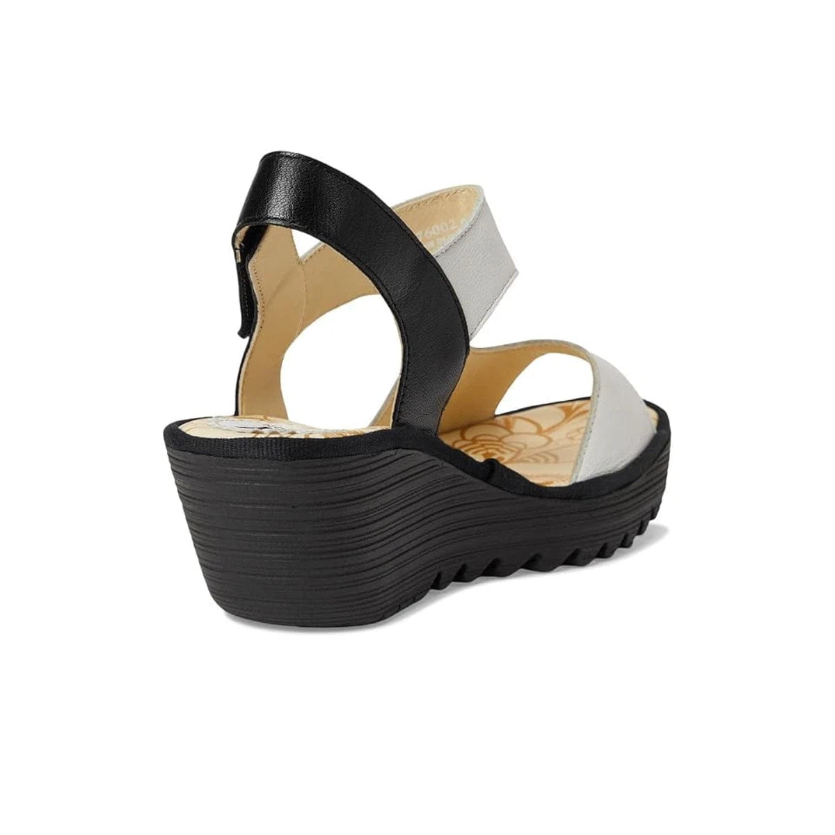 Fly London YOXA576FLY Sandals Womens - White Black Slingback Wedge ZOGG2969