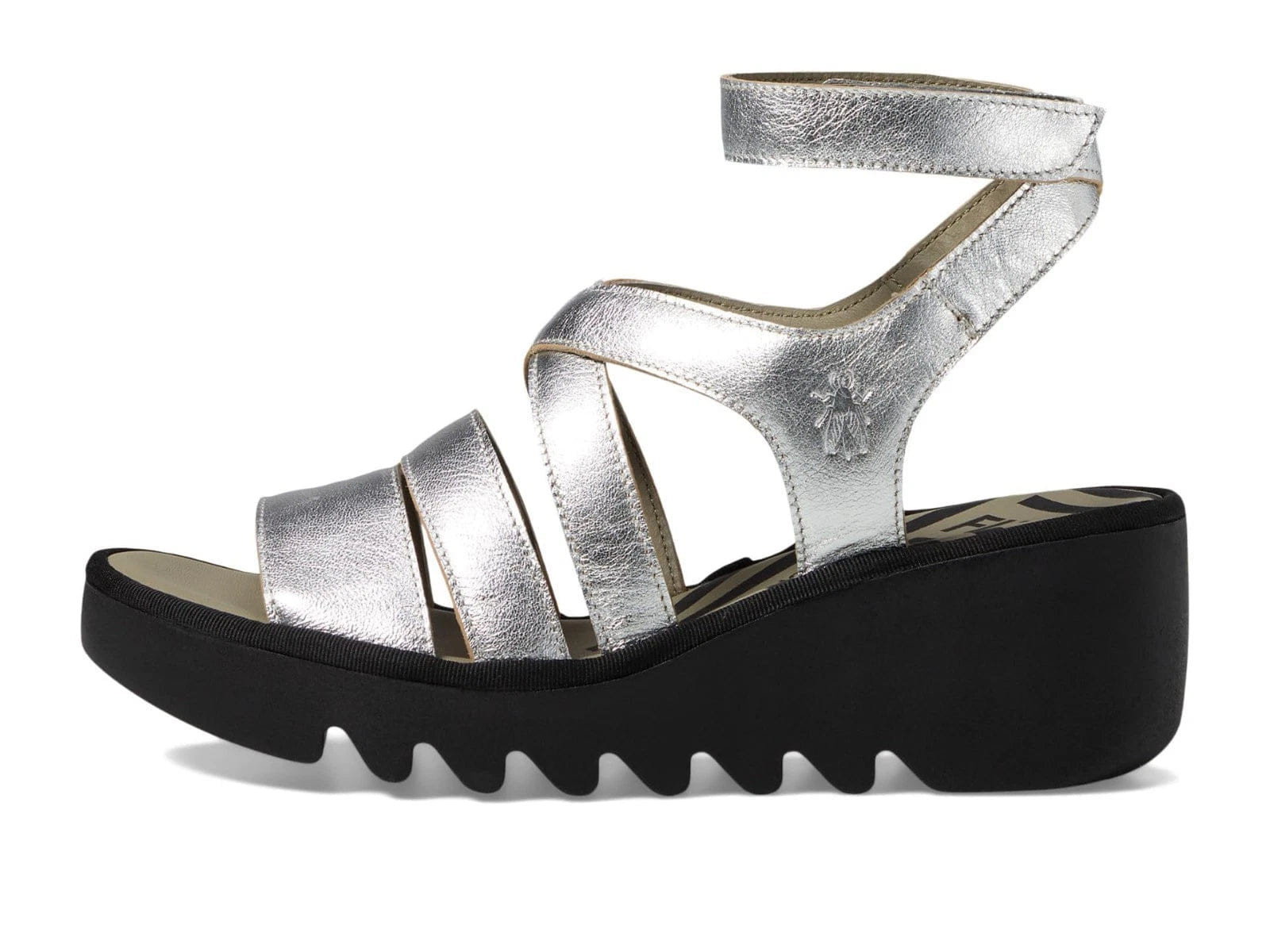 Fly London BAFY485FLY Sandals Women's Silver Leather Wedge Heel HTAT1642
