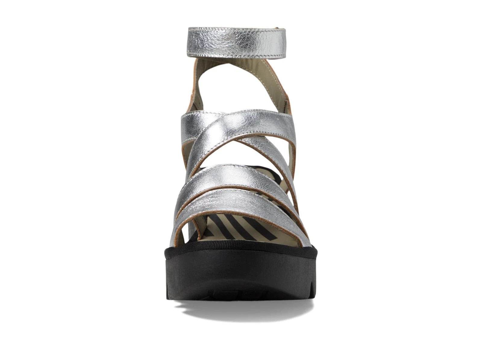 Fly London BAFY485FLY Sandals Women's Silver Leather Wedge Heel HTAT1642