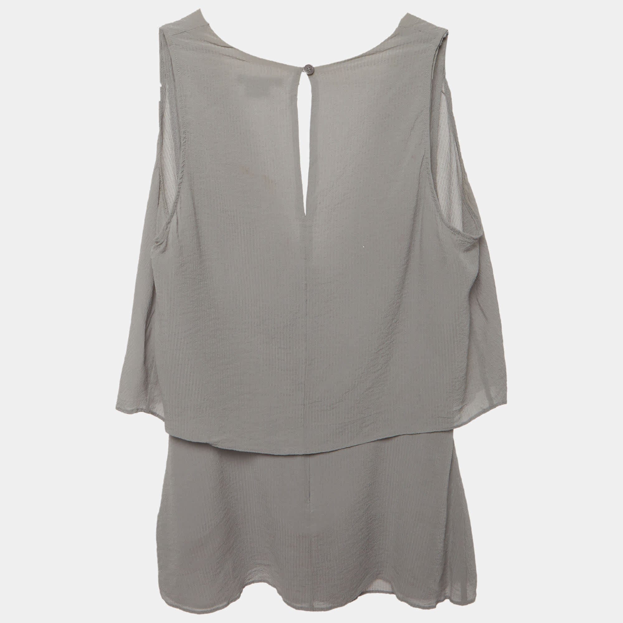 Theory Grey Chiffon Sleeveless Alizay Maden Top