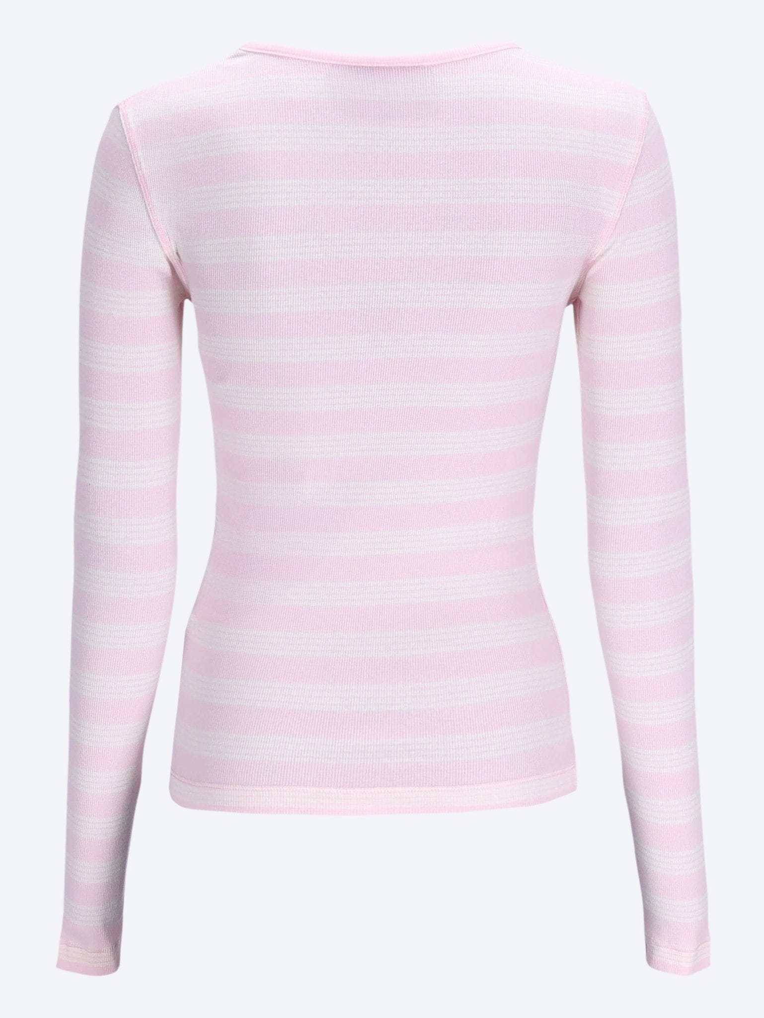 GANNI Soft cotton stripe rib long sleeve t - shirt