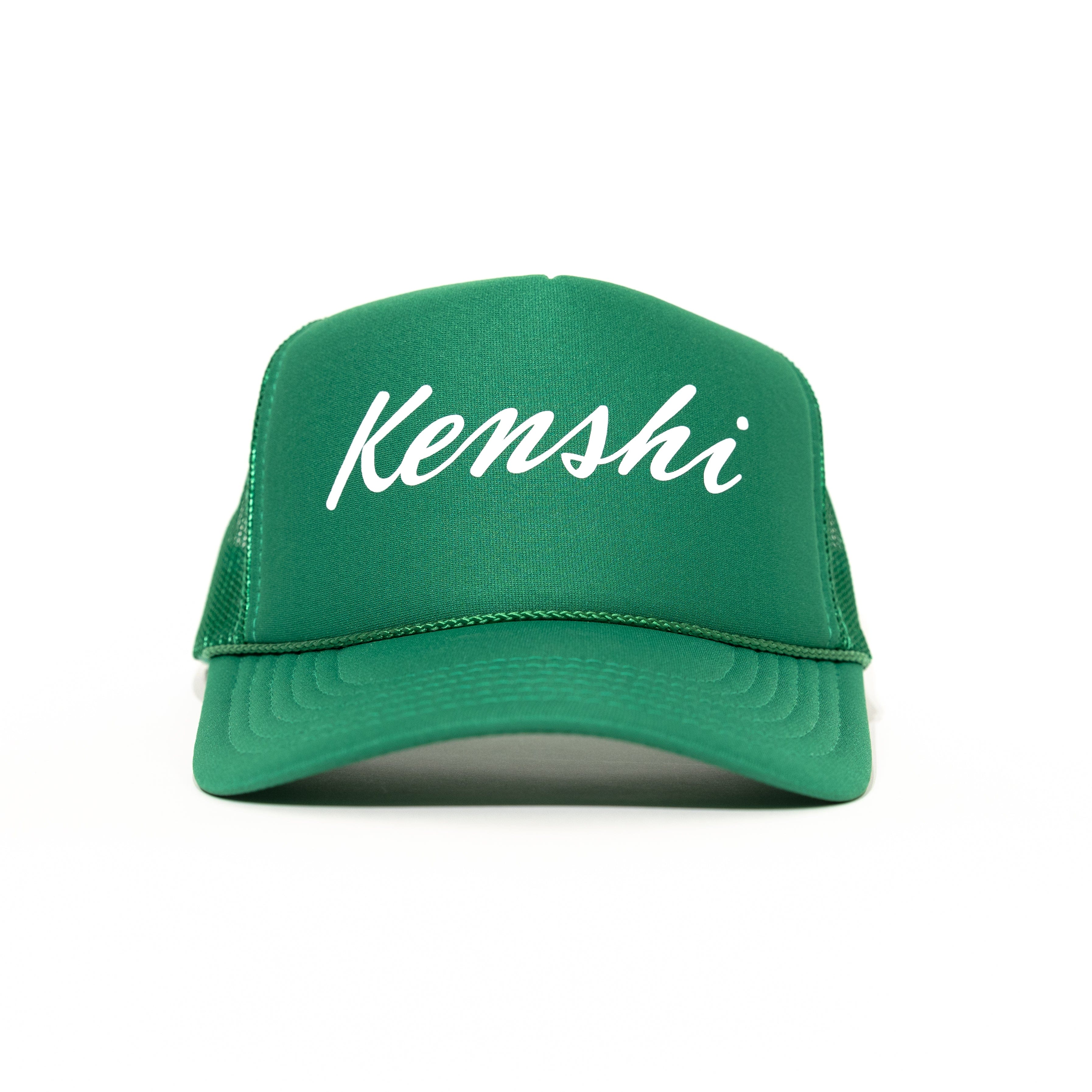 Logo Kenshi Script Logo Trucker Hat Kelly Green