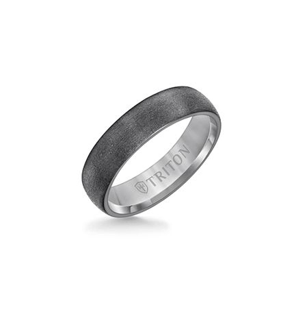 Triton Men's 6 mm Brush Finish Flat Edge Wedding Band