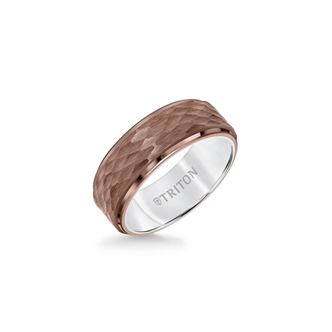 Triton Men's 8 mm Flat Edge Hammer Finish Band