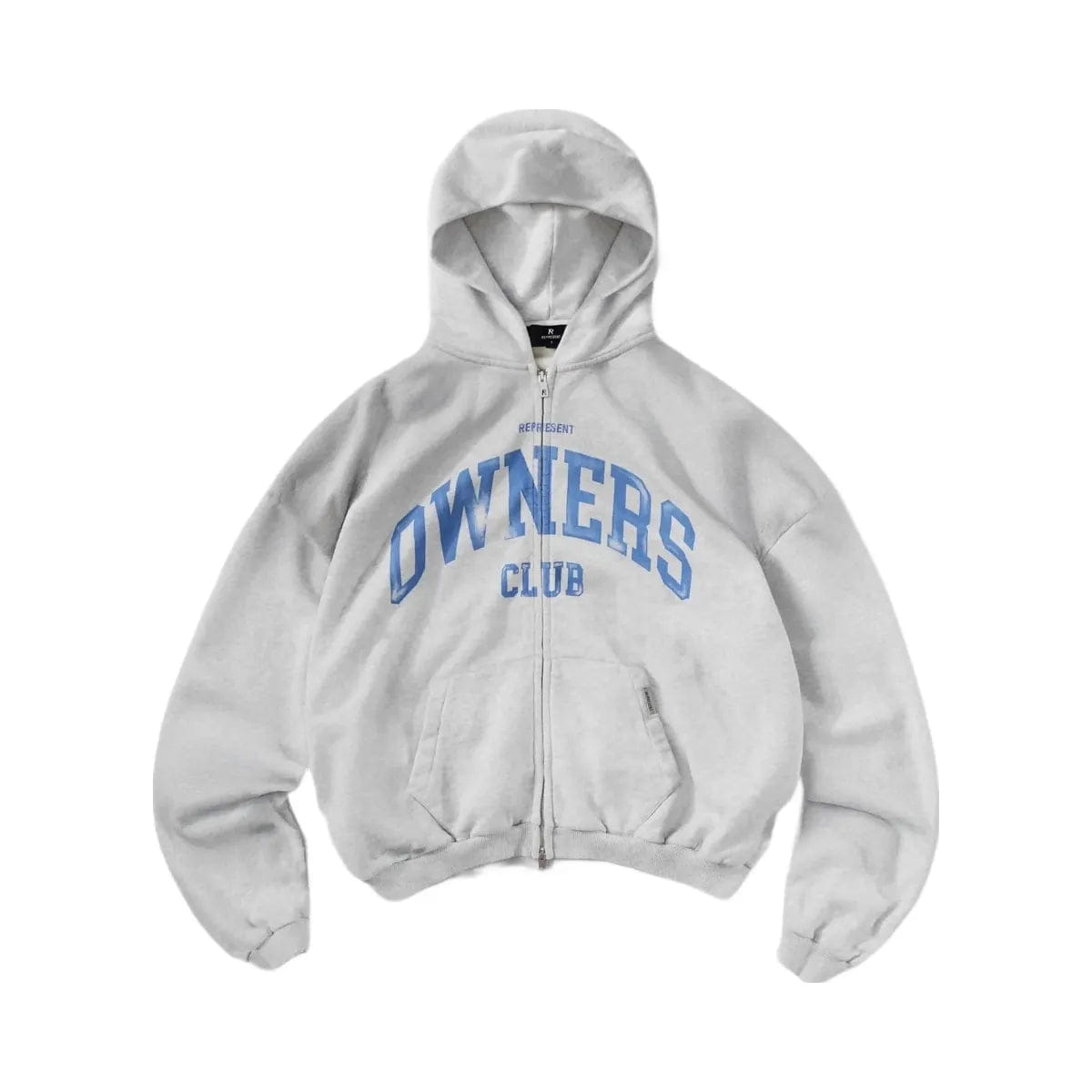 Owners Club Represent Fw25 Represent Owners Club Zip Through Hoodie Sprayed Ice Grey Marl