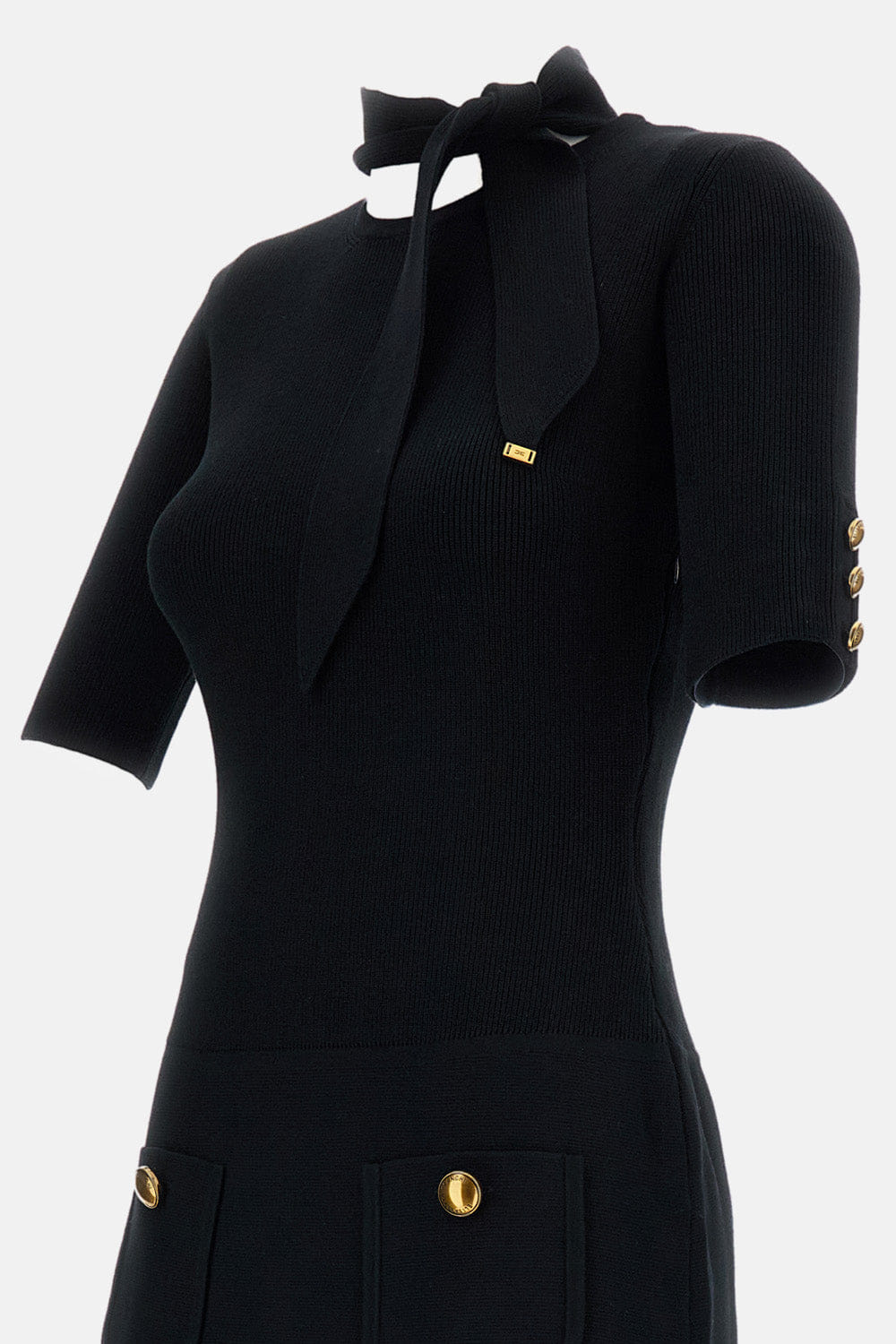 Elisabetta Franchi MINI ABITO IN MAGLIA CON BOTTONI GIOIELLO