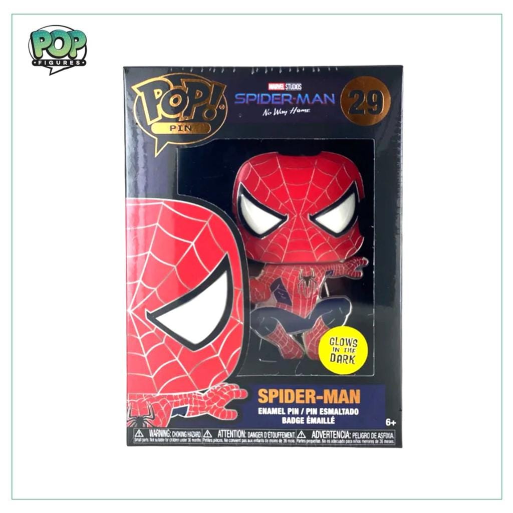 Pop Figures | Funko | Pop Funko | Funko Pop Spider - Man #29 Enamel Pop! Pin - Spider - Man No Way Home - Glows in the dark