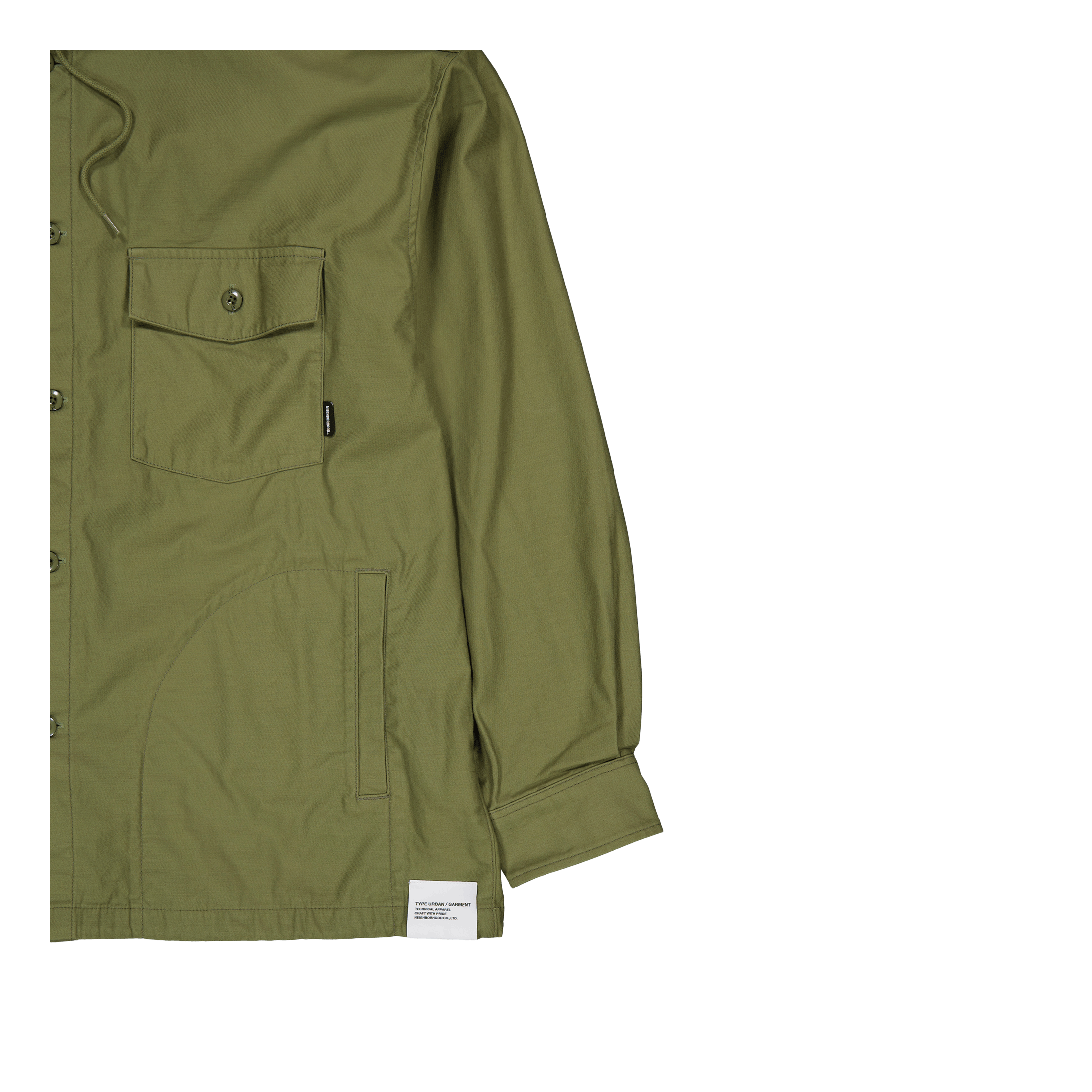 Neighborhood Hooded Shirt Ls Olive Drab