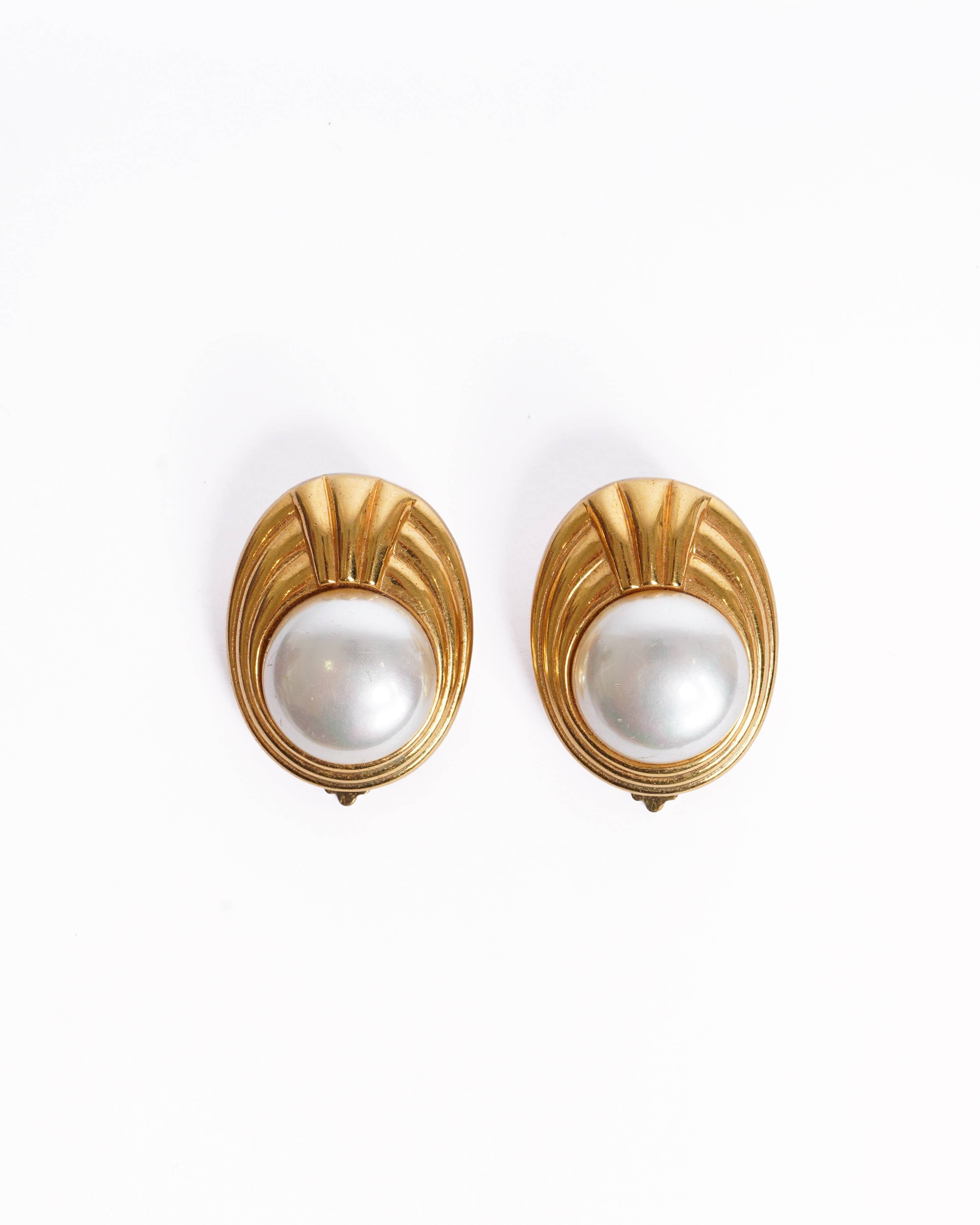 Lanvin Vintage Lanvin Made In Germany Gold Pated Earrings With Pearl