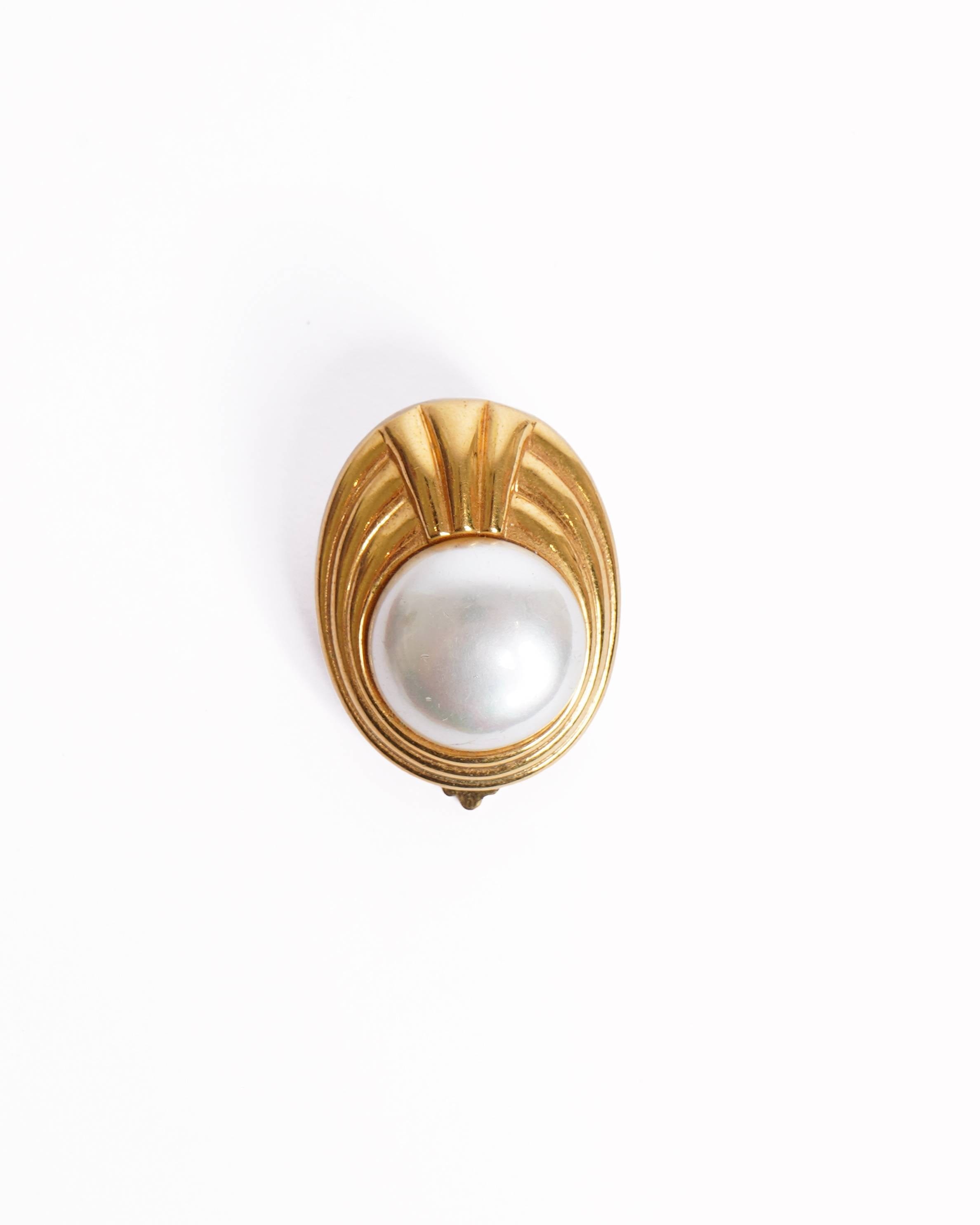 Lanvin Vintage Lanvin Made In Germany Gold Pated Earrings With Pearl