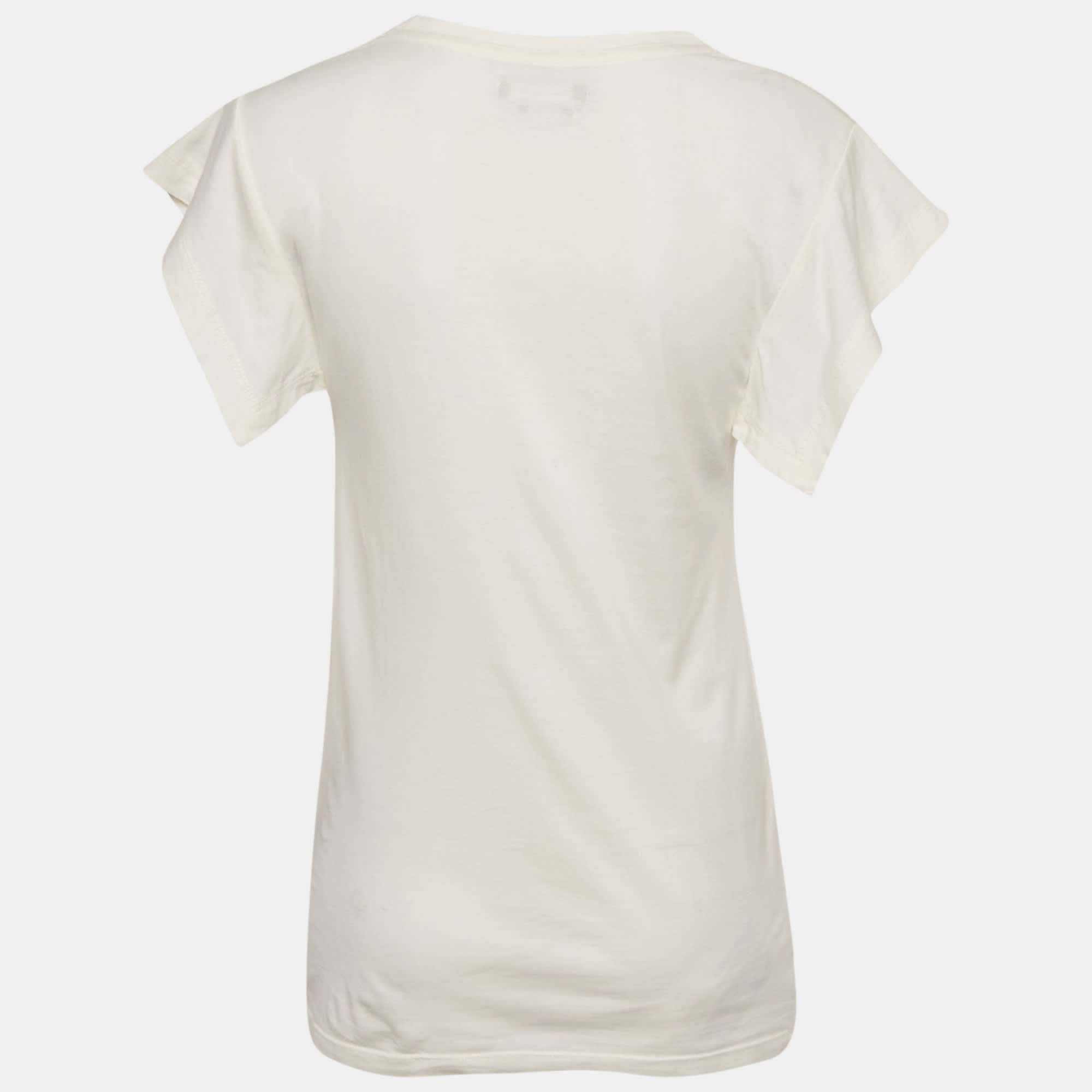Isabel Marant Ivory Jersey Flounce Sleeve Top
