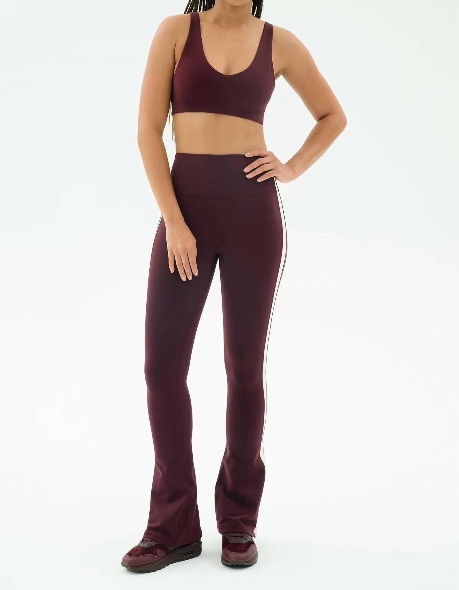 cherry Raquel Supplex Flare 32" High Waist Flared Legging In Dark Cherry