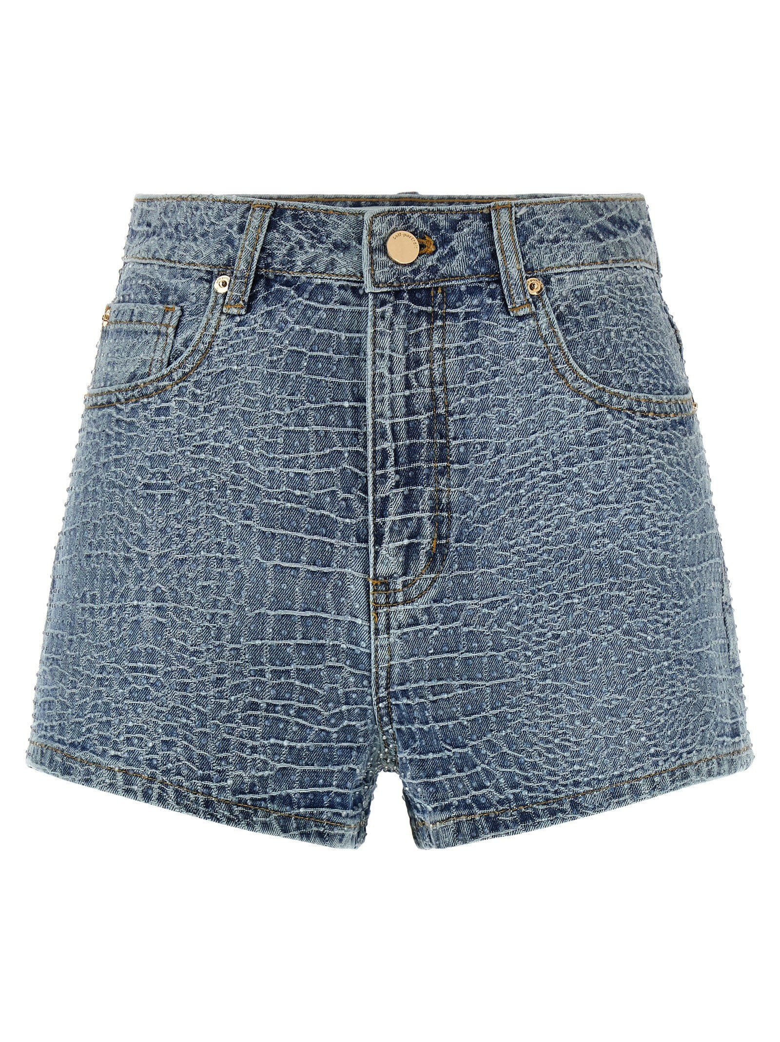 Self - Portrait Denim Shorts — Blue