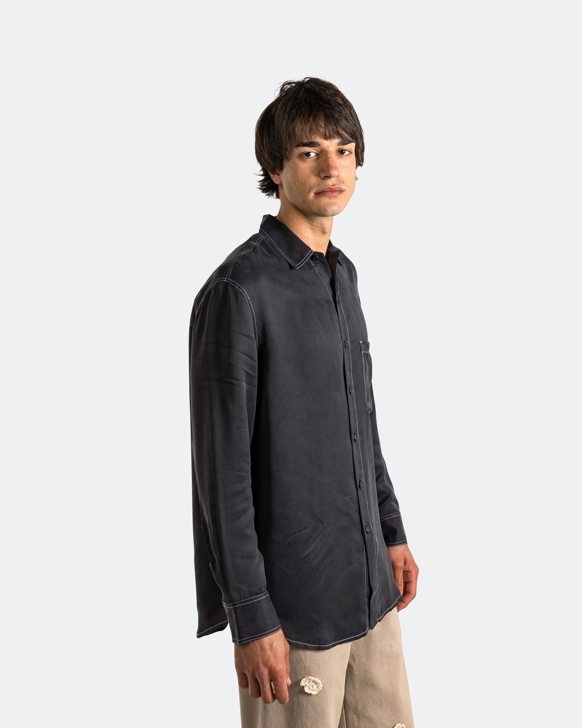 Song For The Mute LS Oversized Shirt - Black Peach Cupro