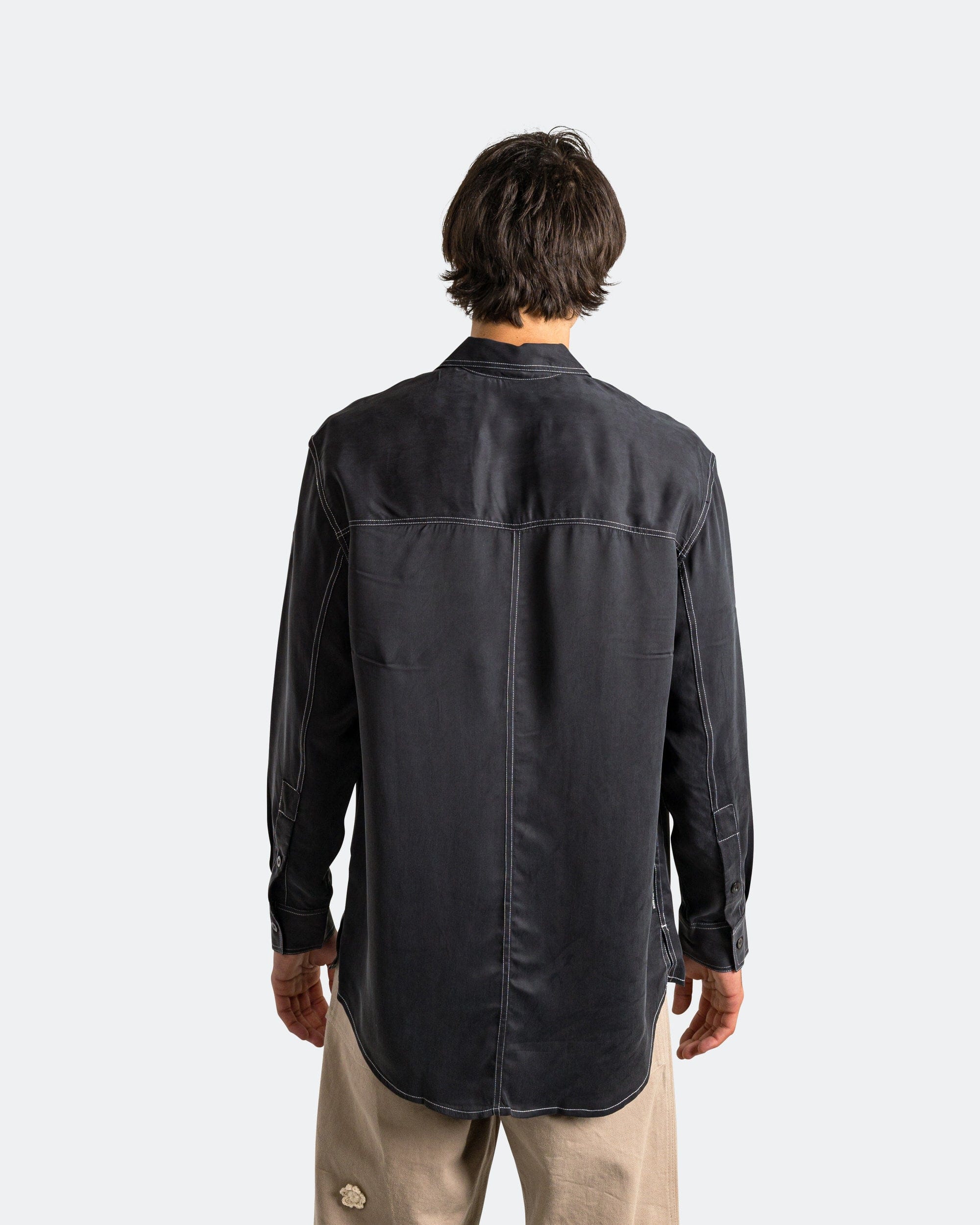 Song For The Mute LS Oversized Shirt - Black Peach Cupro