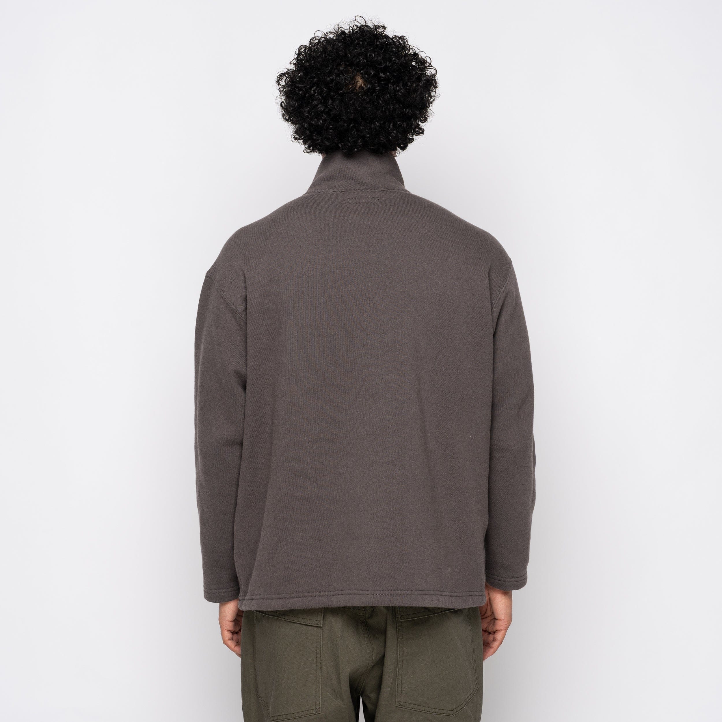Engineered Garments EG Zip Mock Neck 12 oz Cotton Fleece Graphite 25F1B035