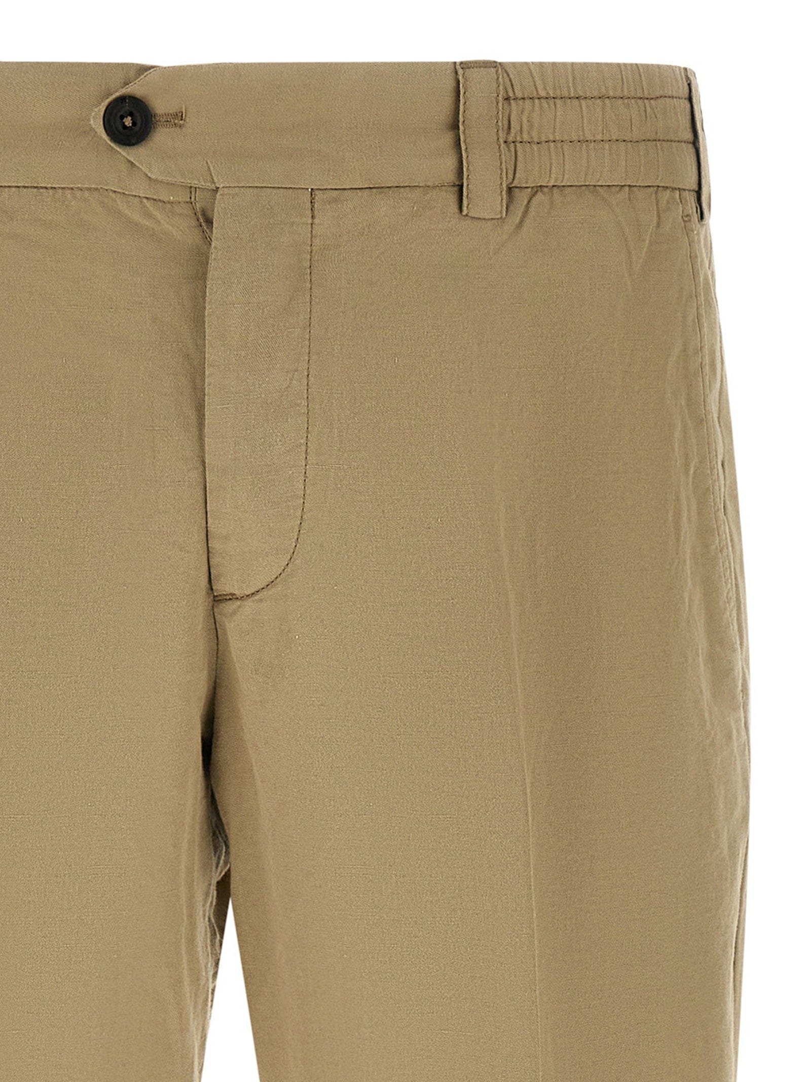 Pt Torino Cotton - Linen Blend Trousers — Beige