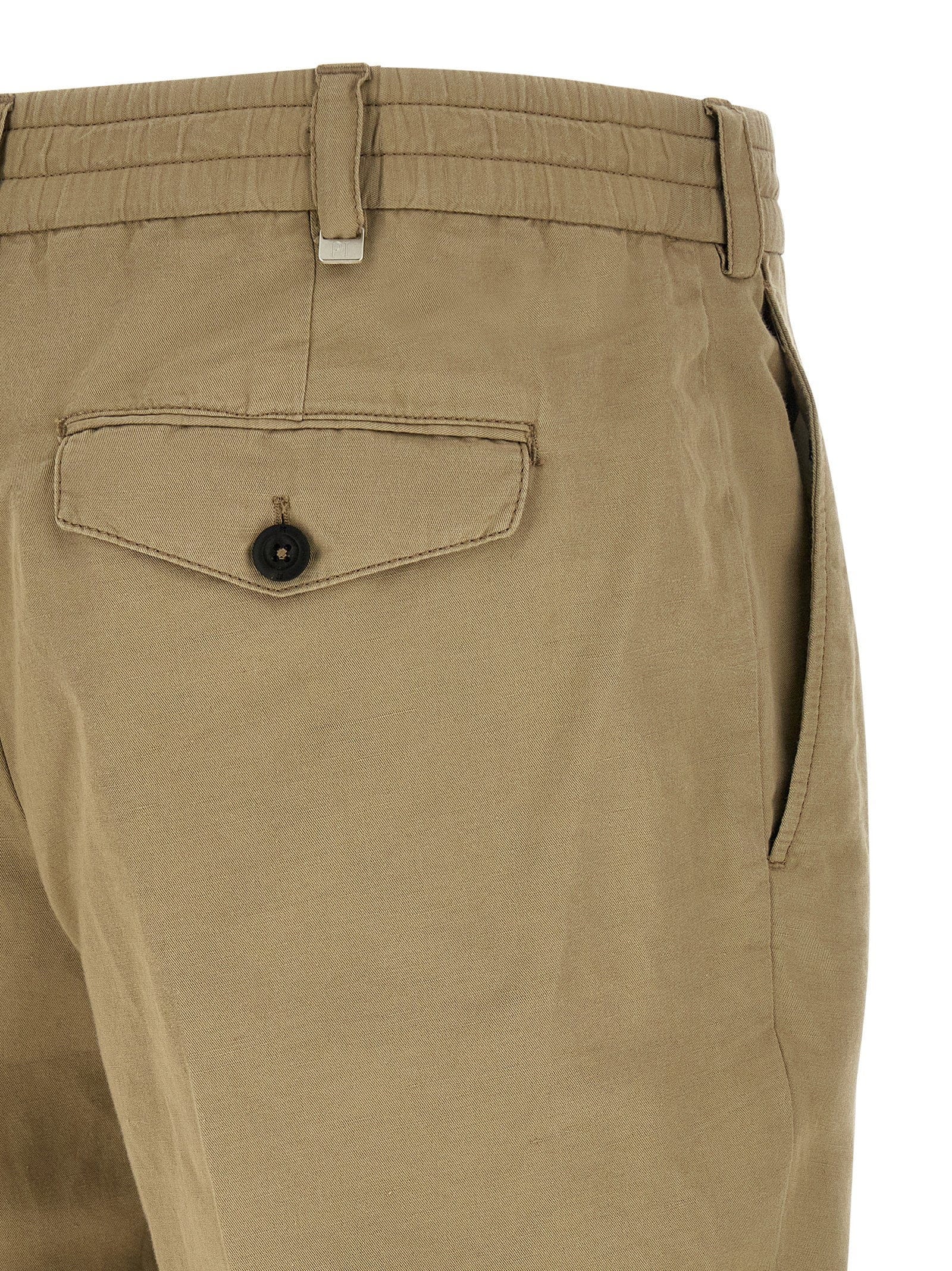 Pt Torino Cotton - Linen Blend Trousers — Beige