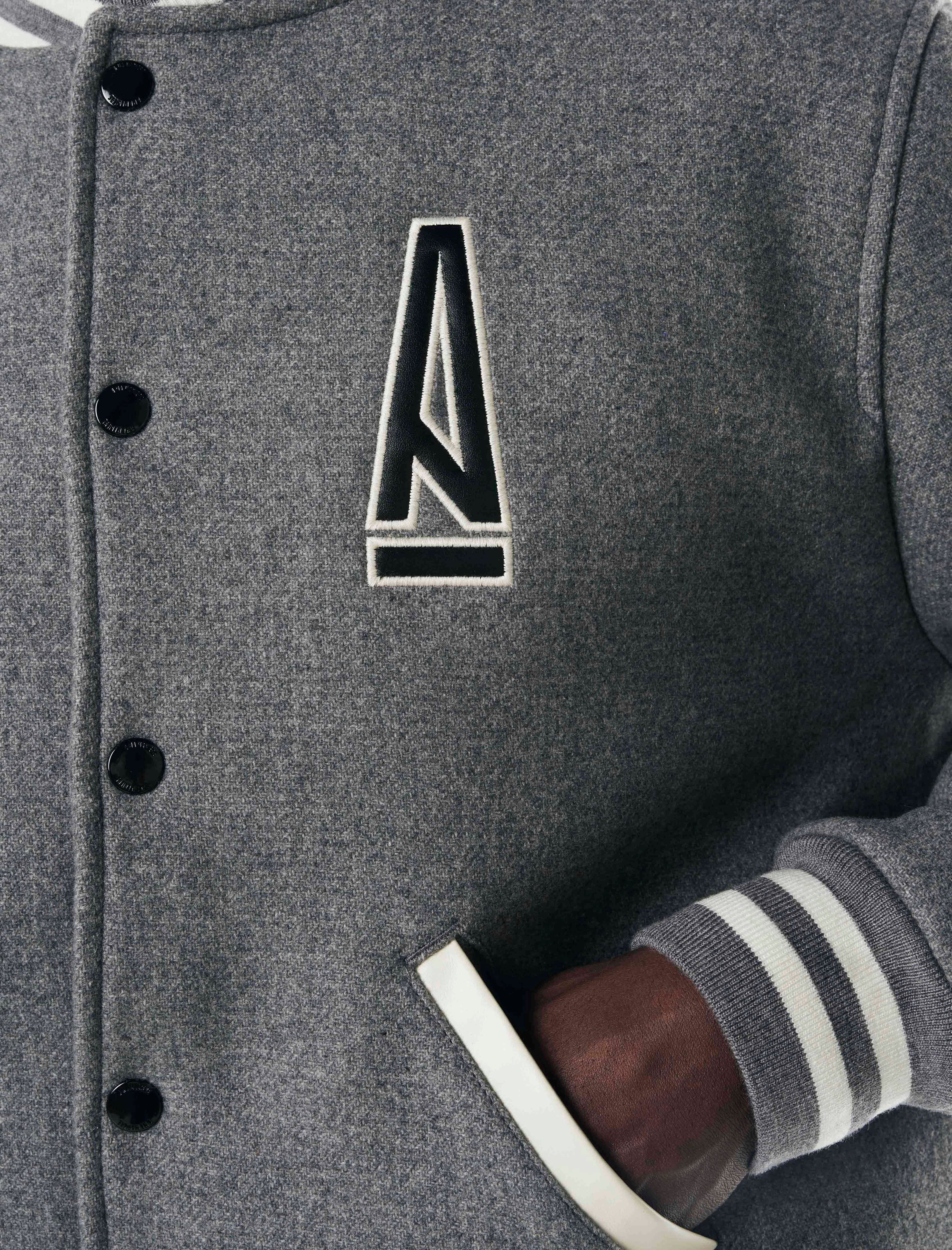 A MA MANIÉRE LEGACY GREY VARSITY JACKET