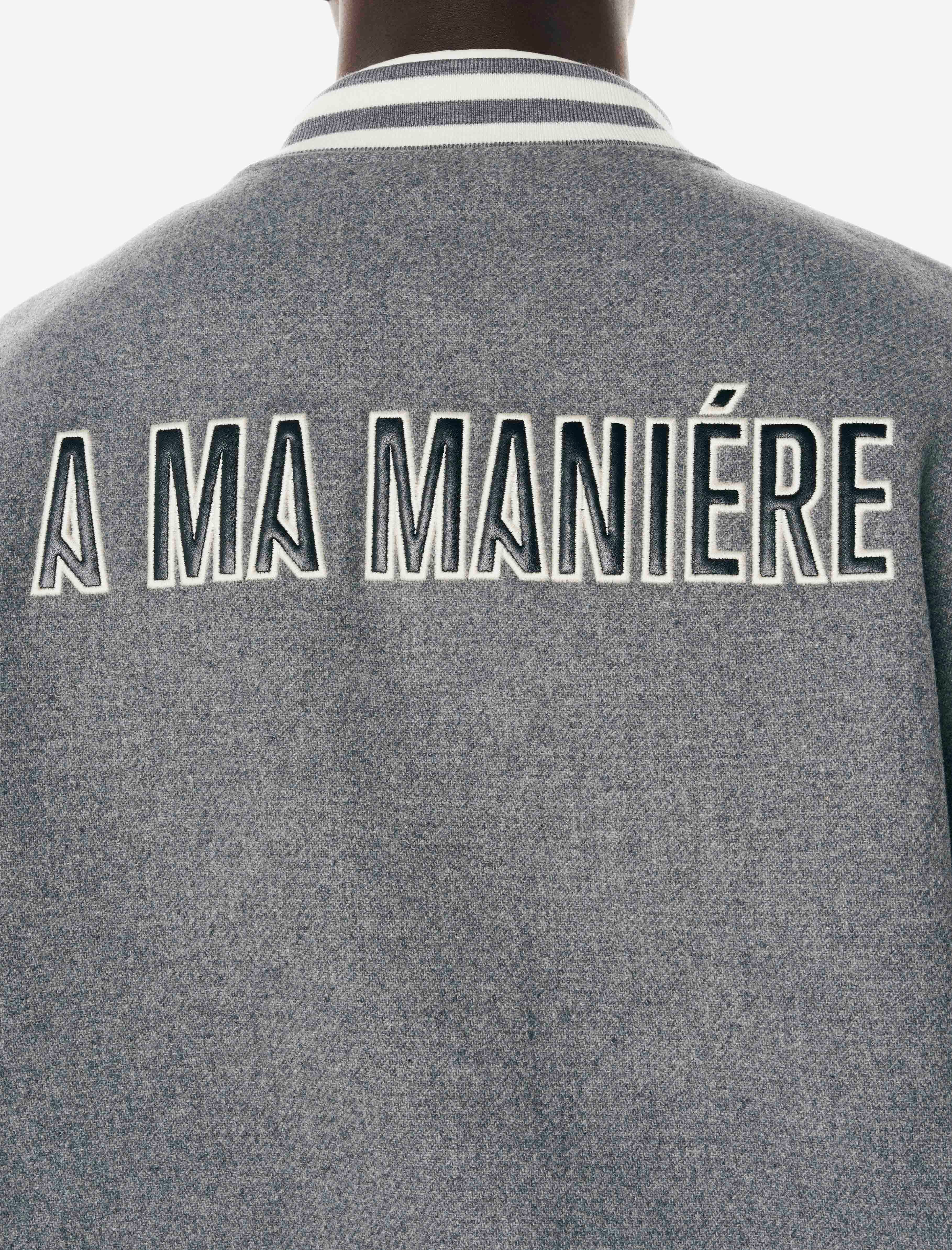A MA MANIÉRE LEGACY GREY VARSITY JACKET
