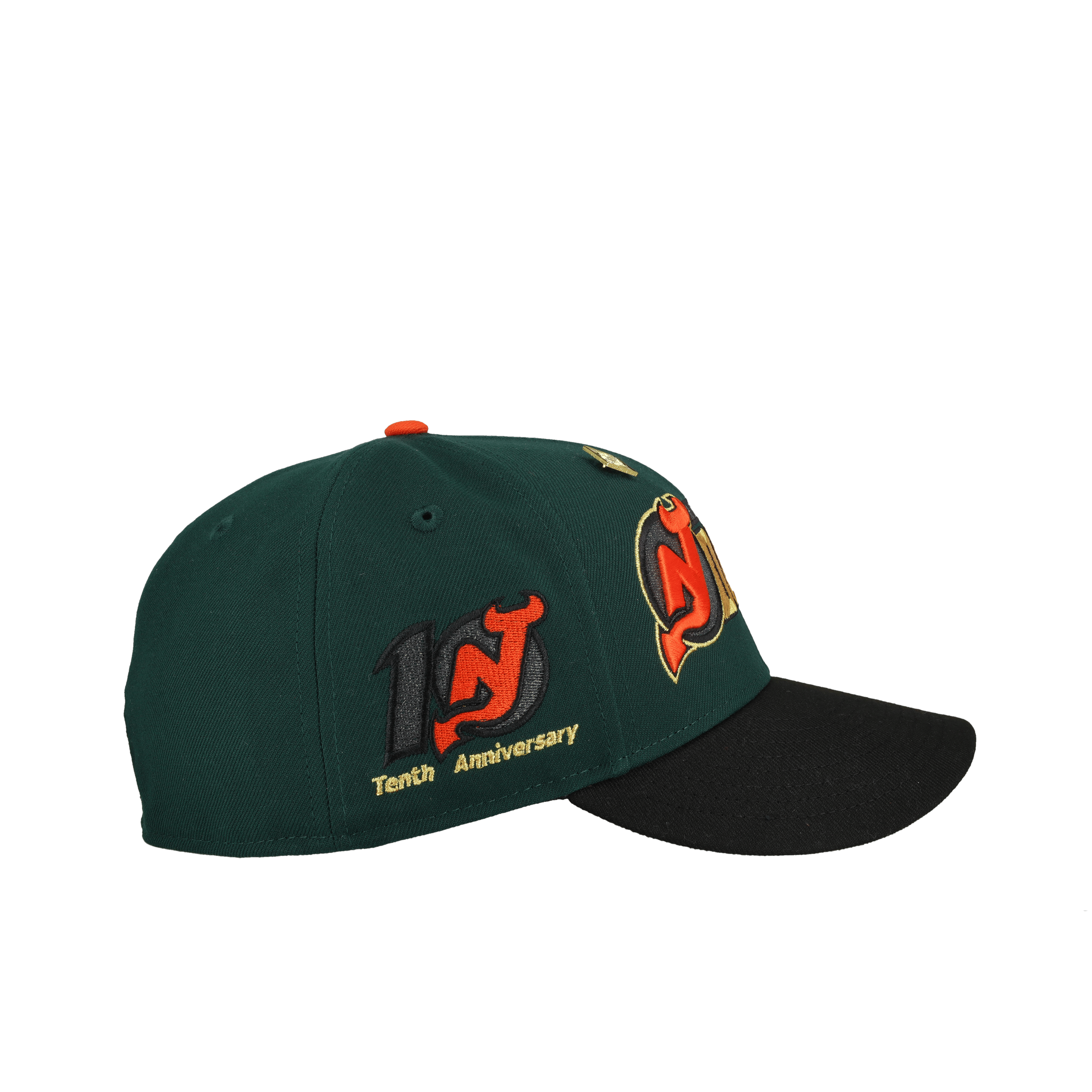 New Jersey Devils 10th Anniversary Green Script Metallic 59Fifty Fitted Hat