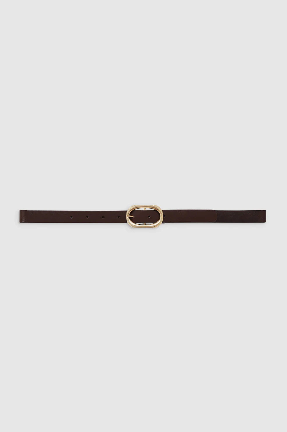 ANINE BING Signature Link Leather Belt in Brown with Gold