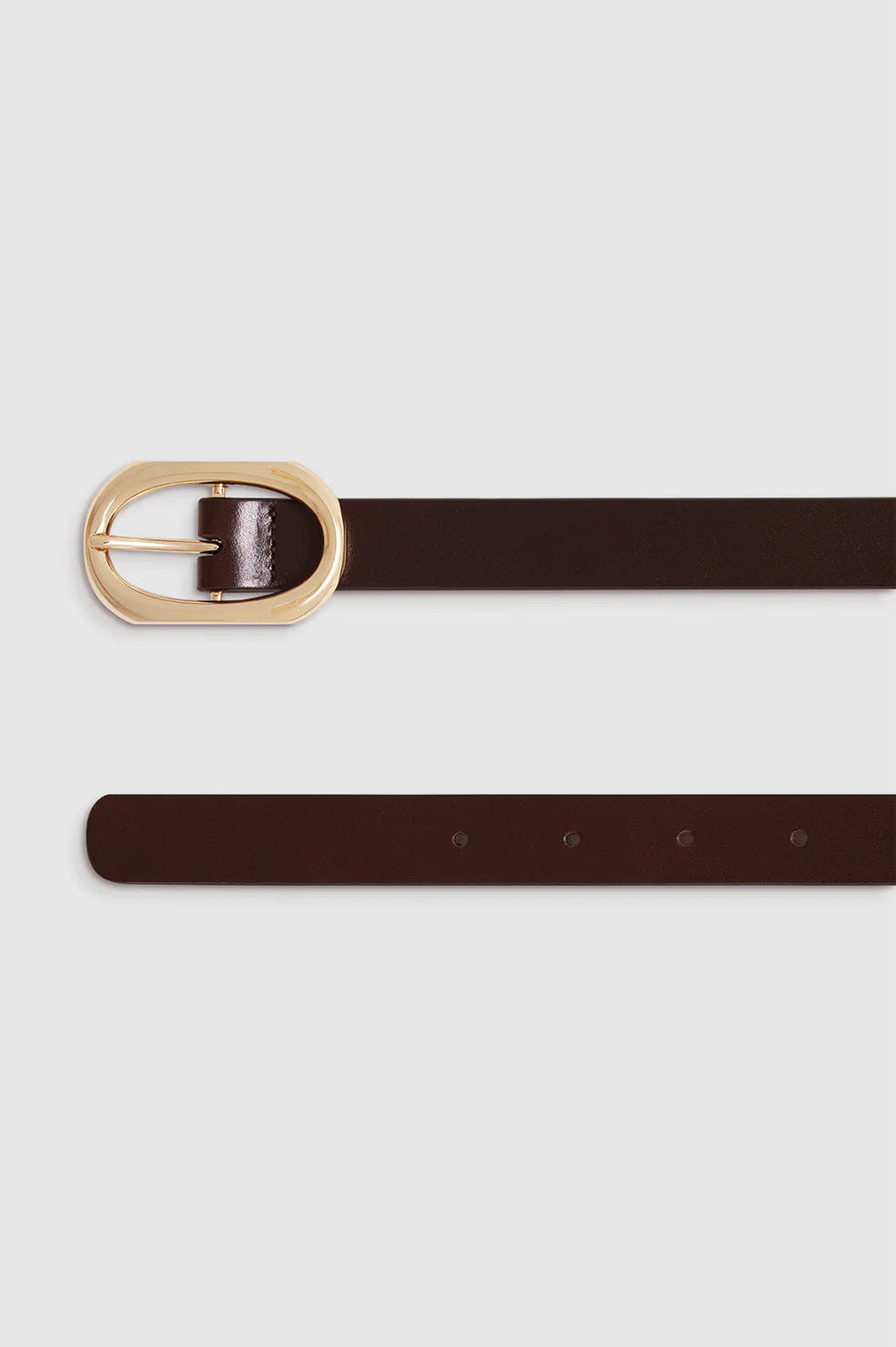 ANINE BING Signature Link Leather Belt in Brown with Gold