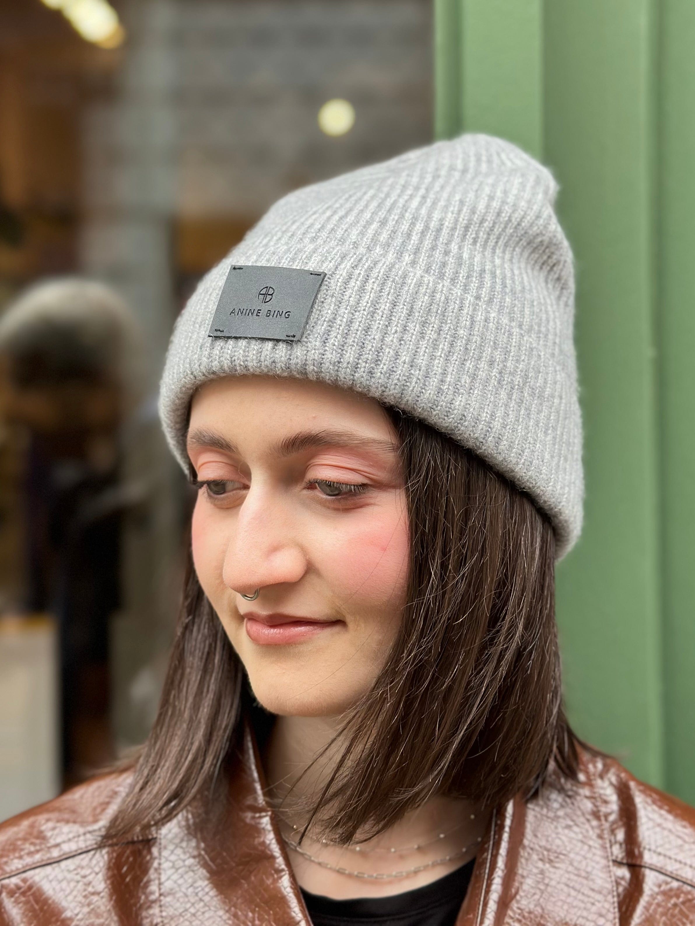 Anine Bing Grey Cashmere Hat