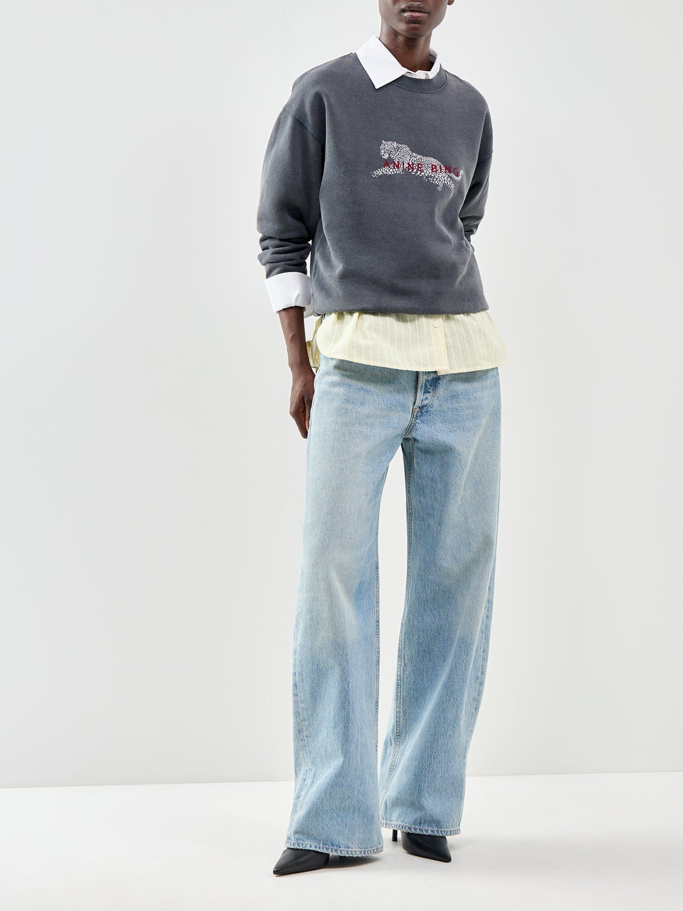Anine Bing Spencer Leopard Sweatshirt Grey