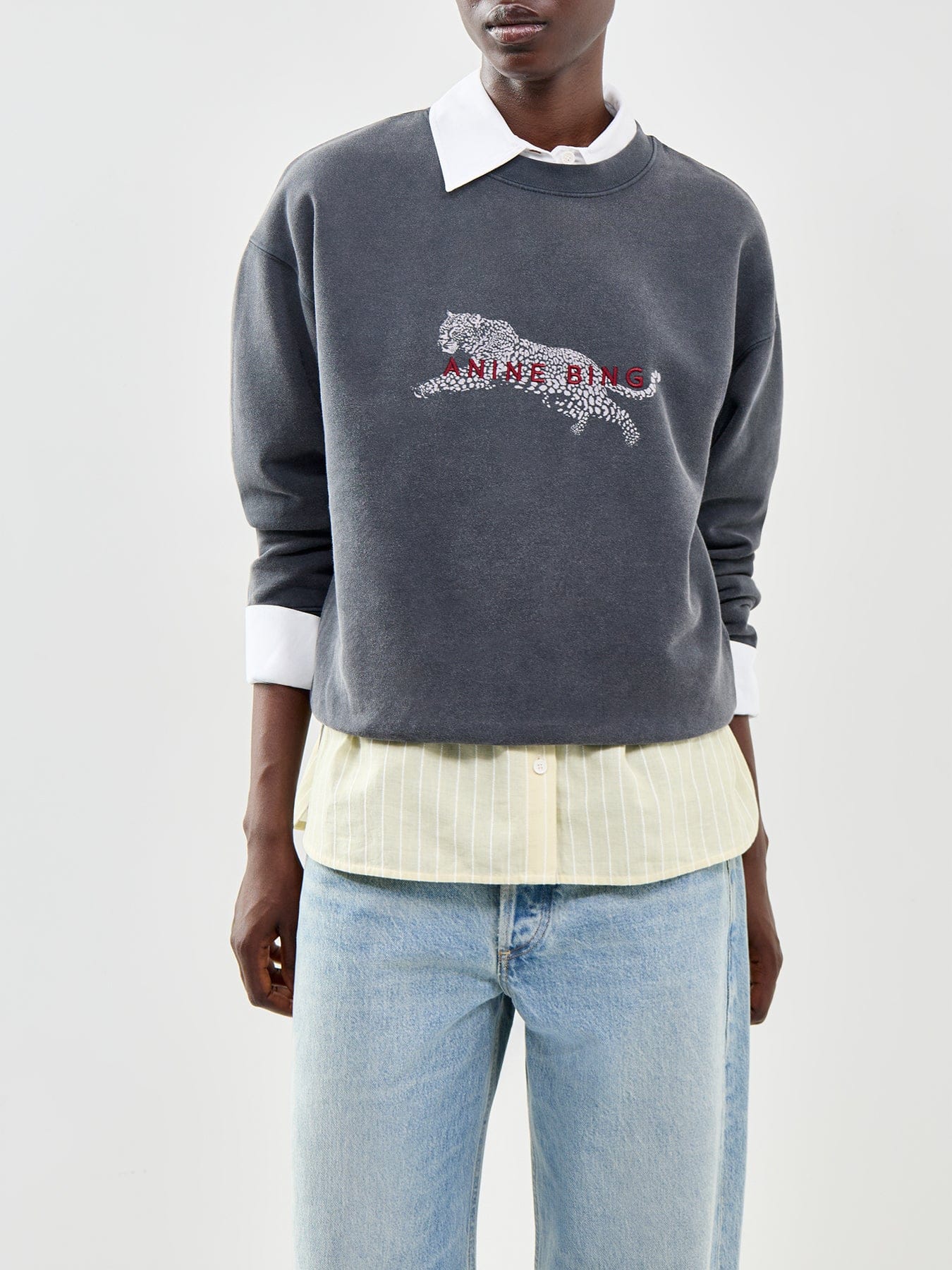 Anine Bing Spencer Leopard Sweatshirt Grey