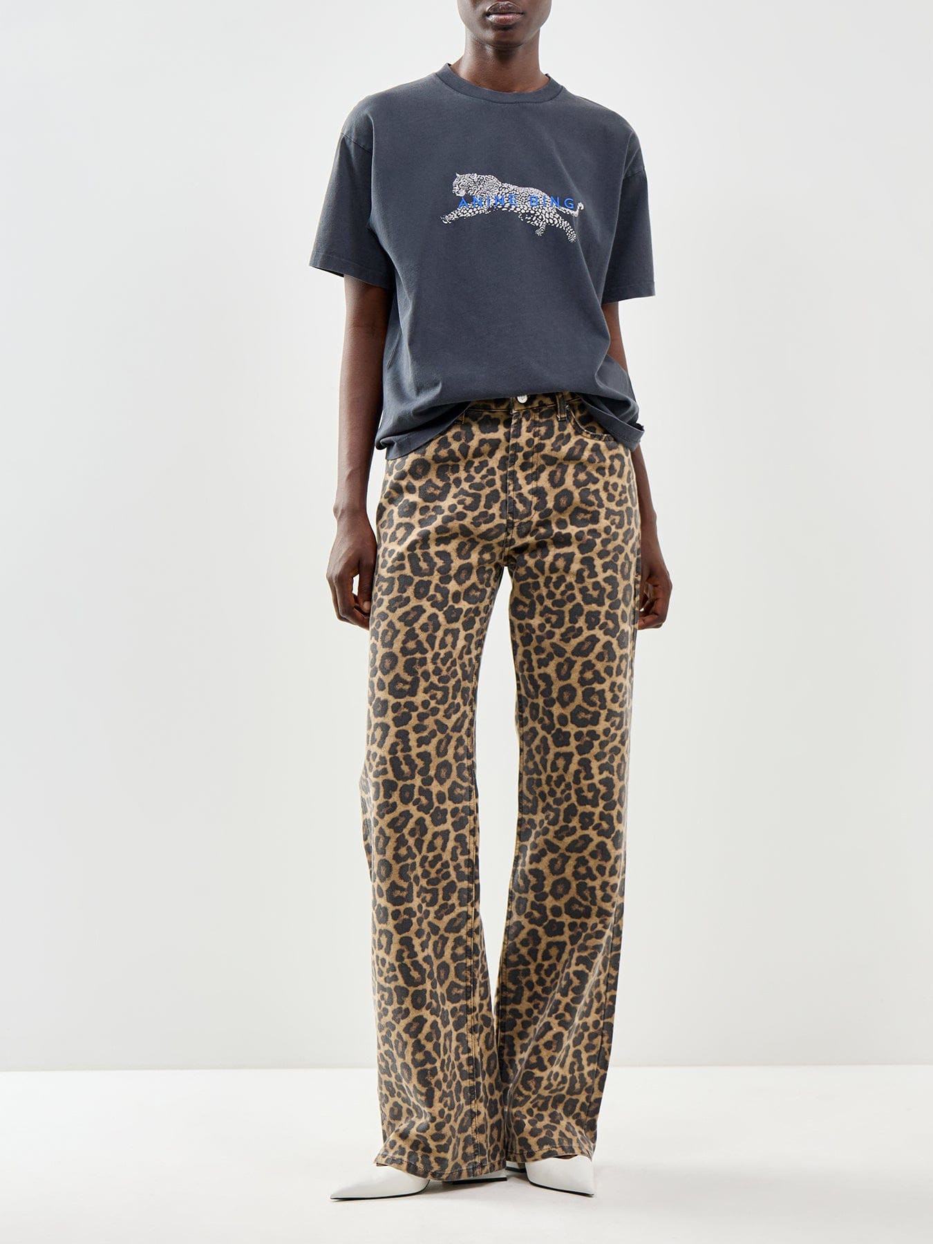 Anine Bing Cade Leopard T - Shirt Grey