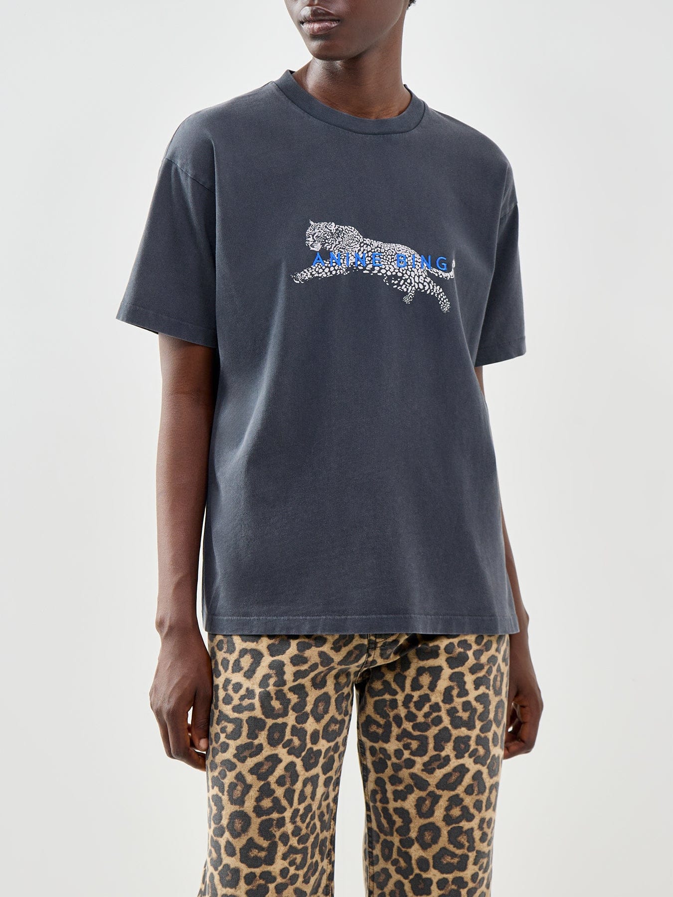 Anine Bing Cade Leopard T - Shirt Grey