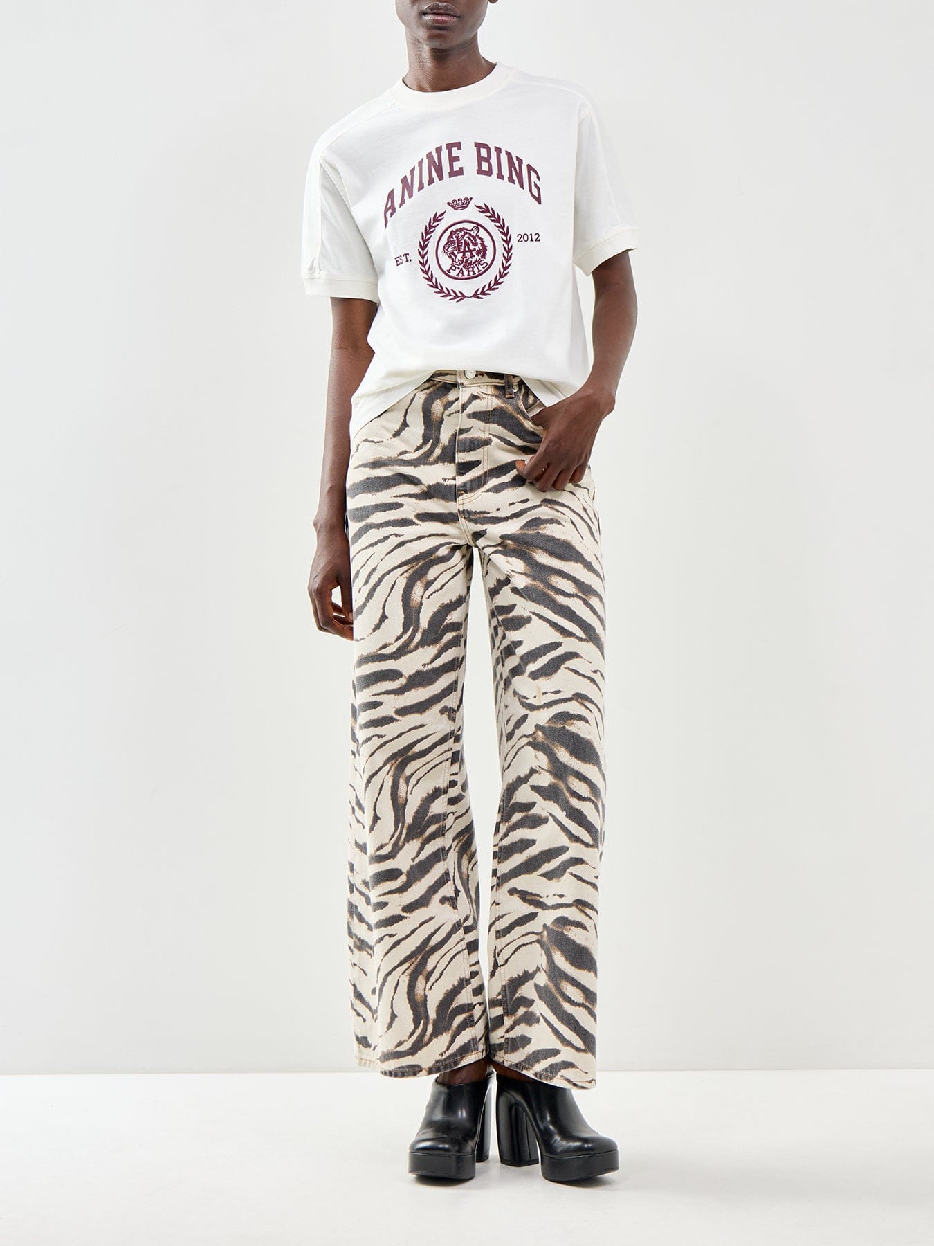 Anine Bing Jaylin Collegiate T - Shirt Cream