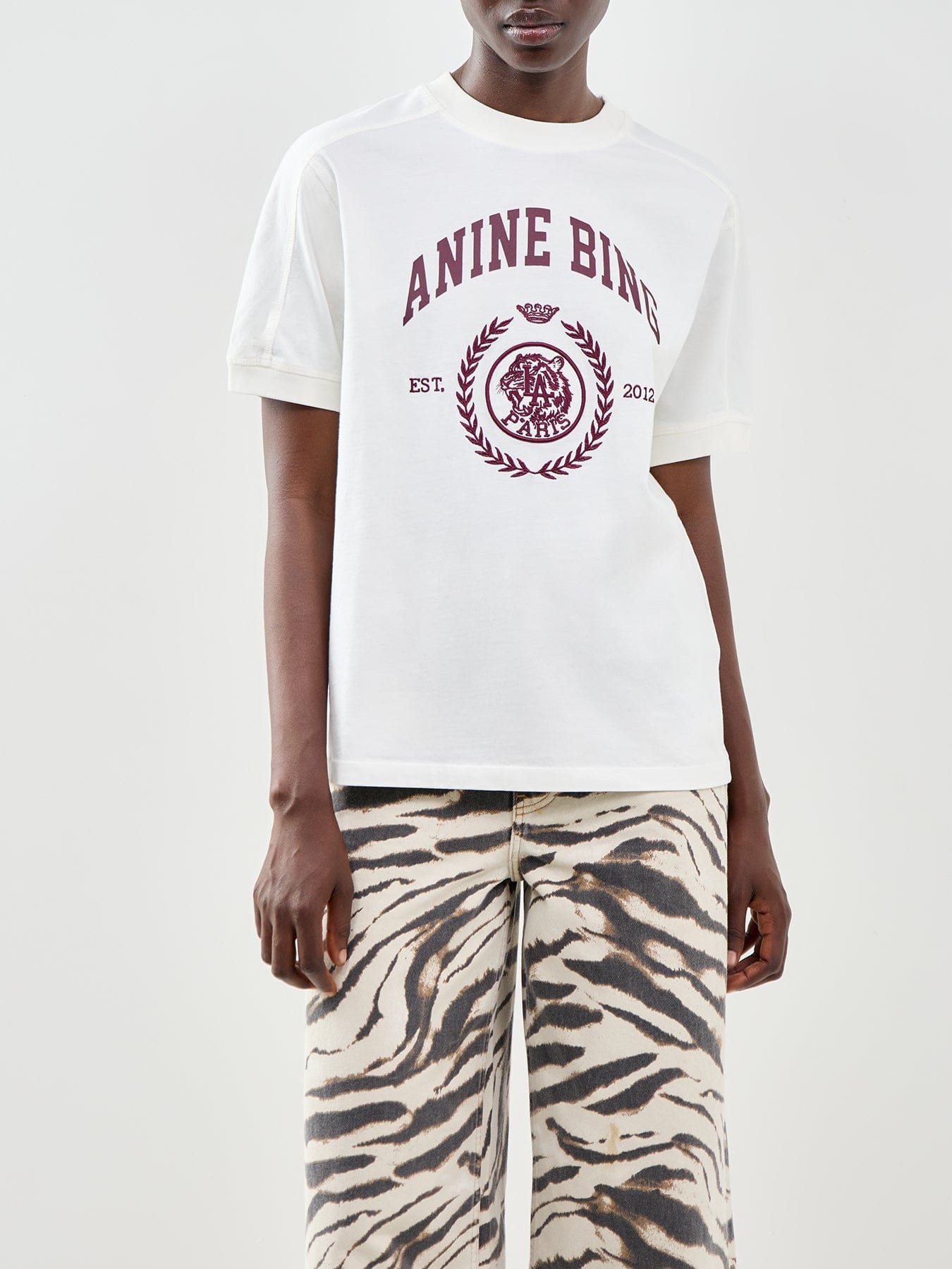 Anine Bing Jaylin Collegiate T - Shirt Cream