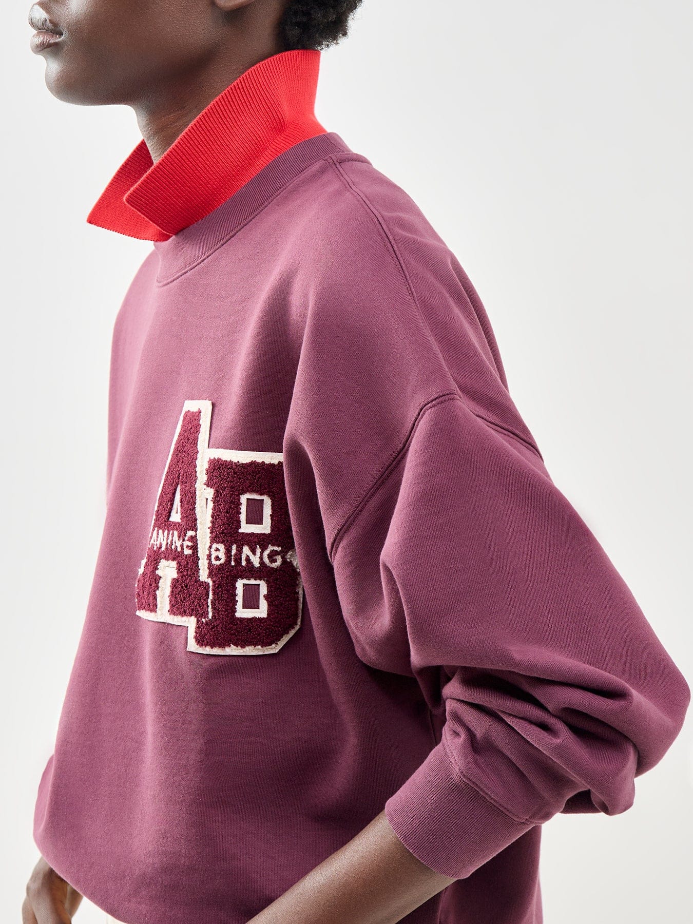 Anine Bing Miles Letterman Sweatshirt Burgundy