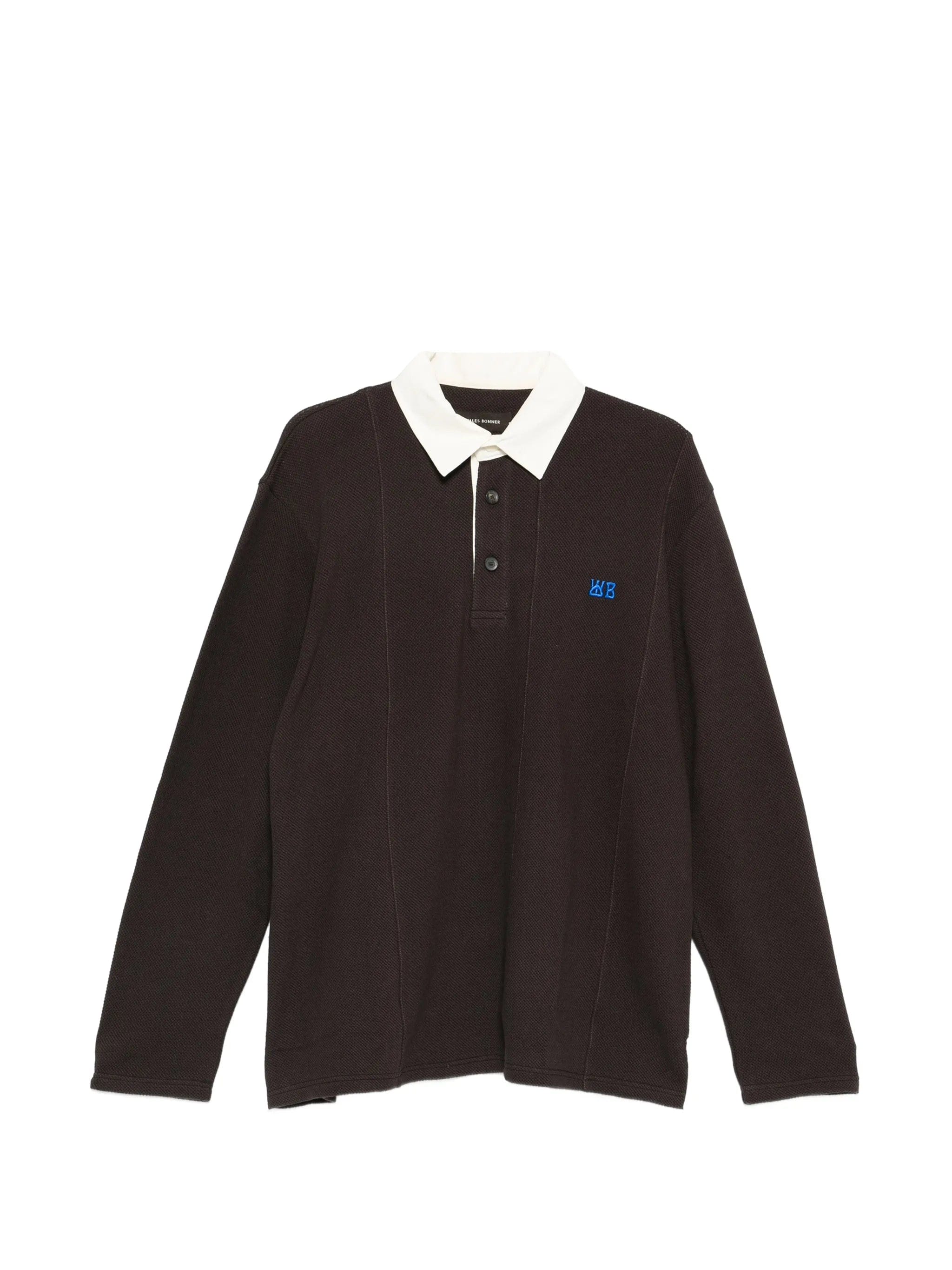 Wales Bonner pique long - sleeve polo shirt