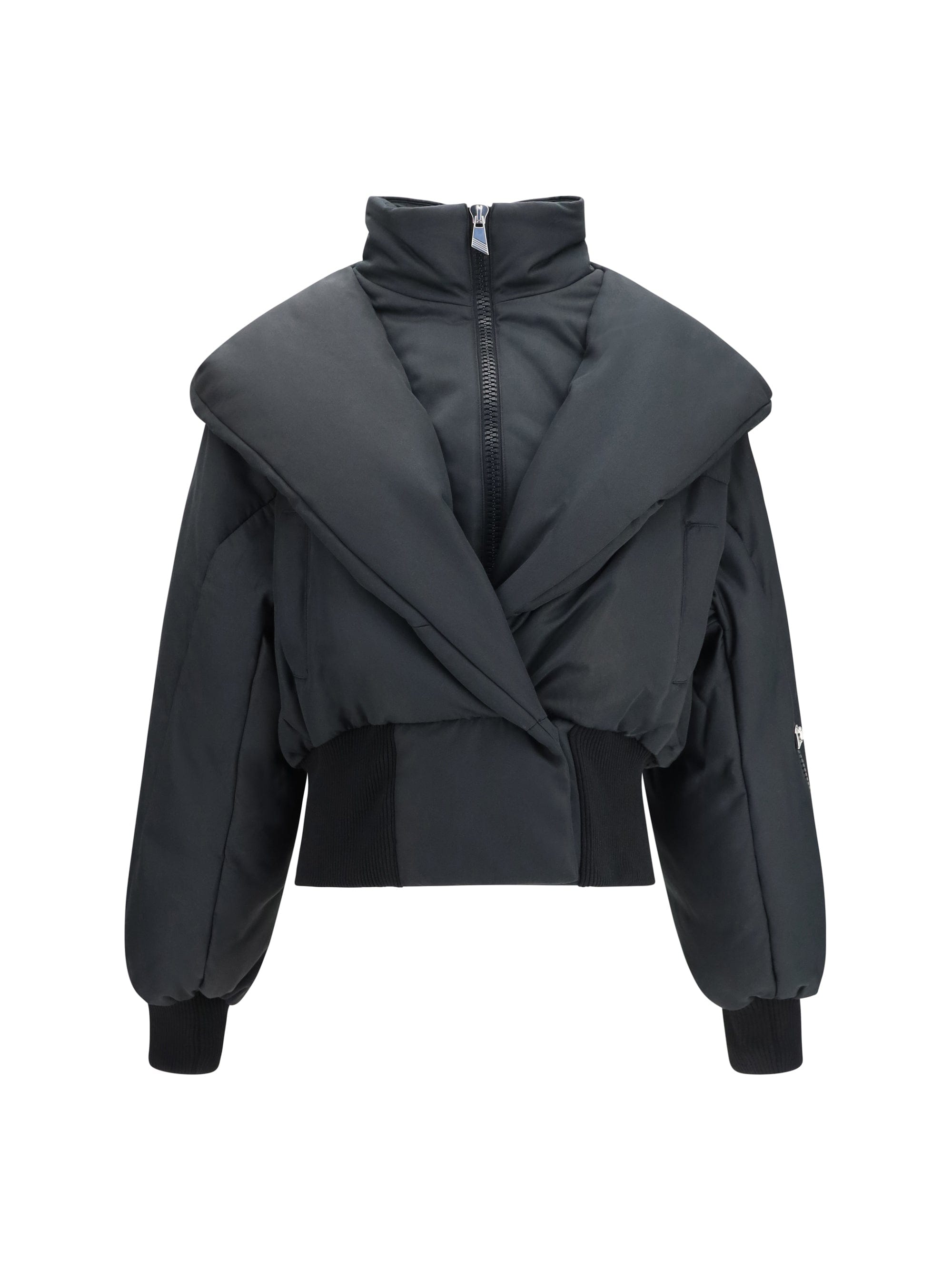 The Attico Padded Puffer with Shawl Collar Down Jacket — Black