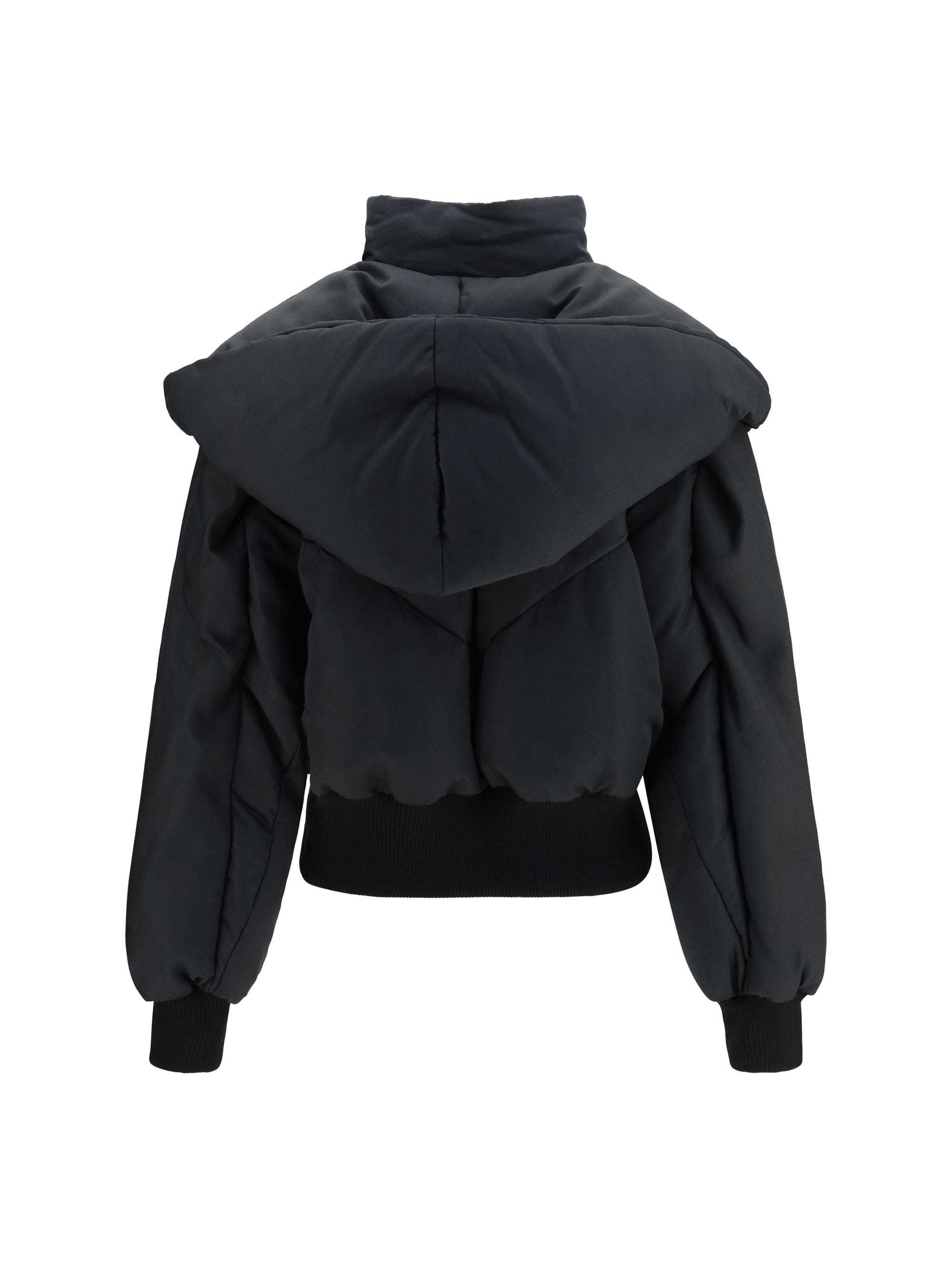 The Attico Padded Puffer with Shawl Collar Down Jacket — Black
