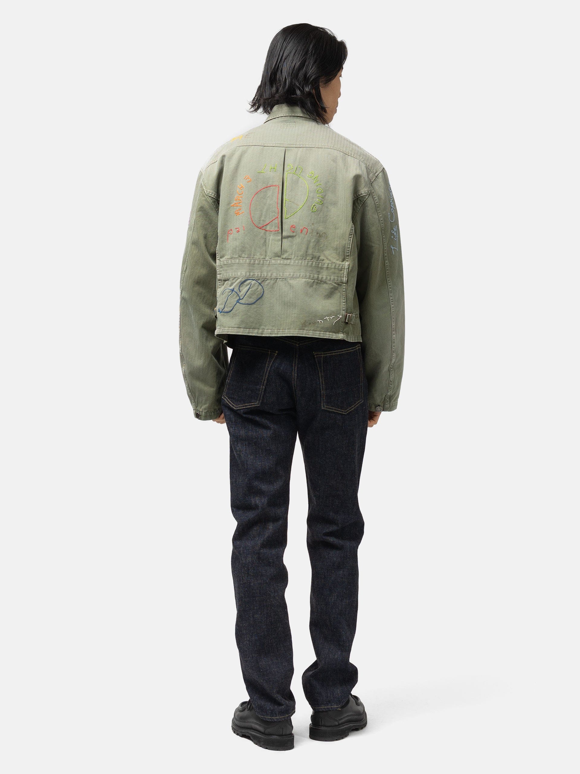 Kapital Herringbone HUNTER Drizzler JKT (Memorial Embroidery) Khaki