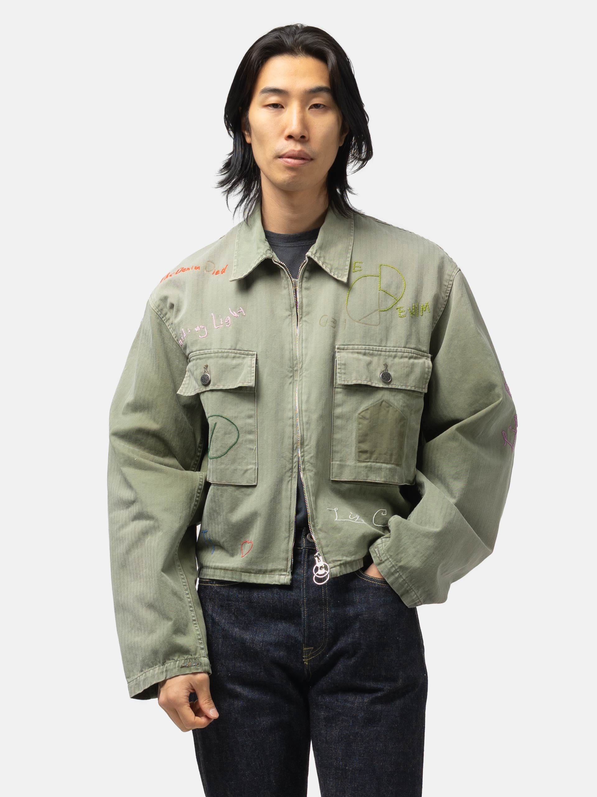 Kapital Herringbone HUNTER Drizzler JKT (Memorial Embroidery) Khaki