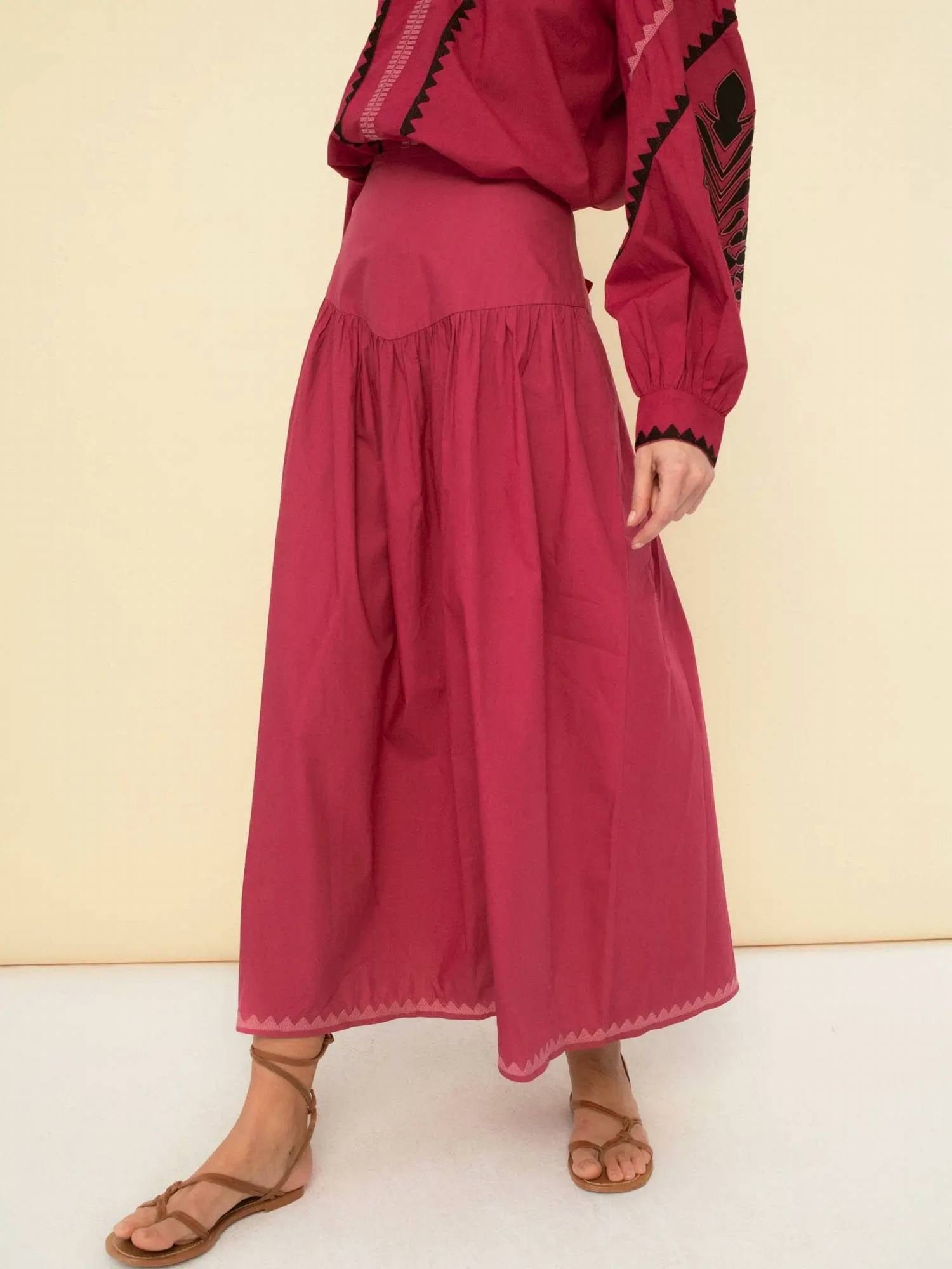 cherry A - Line Flared Skirt In Cherry