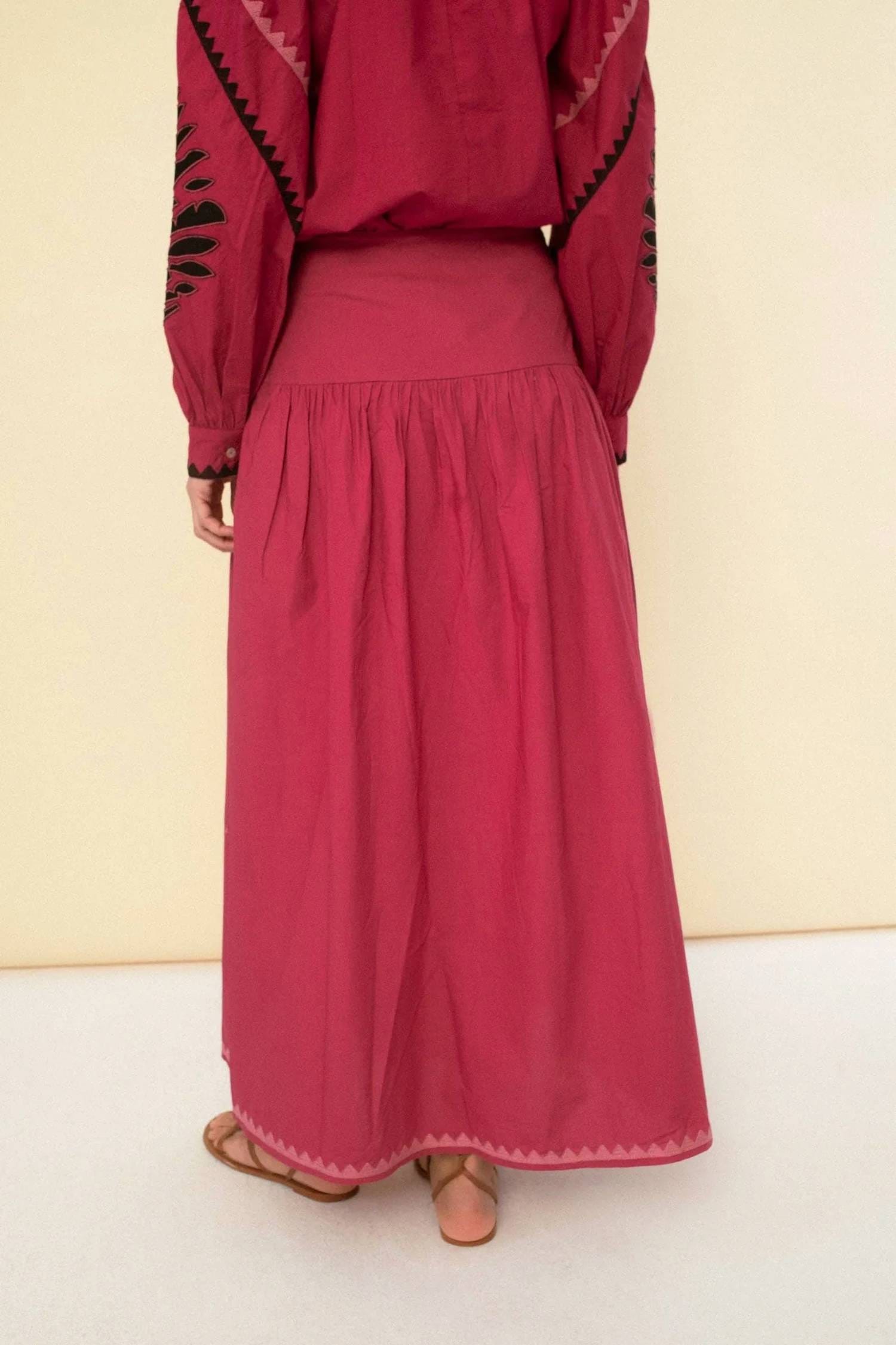 cherry A - Line Flared Skirt In Cherry