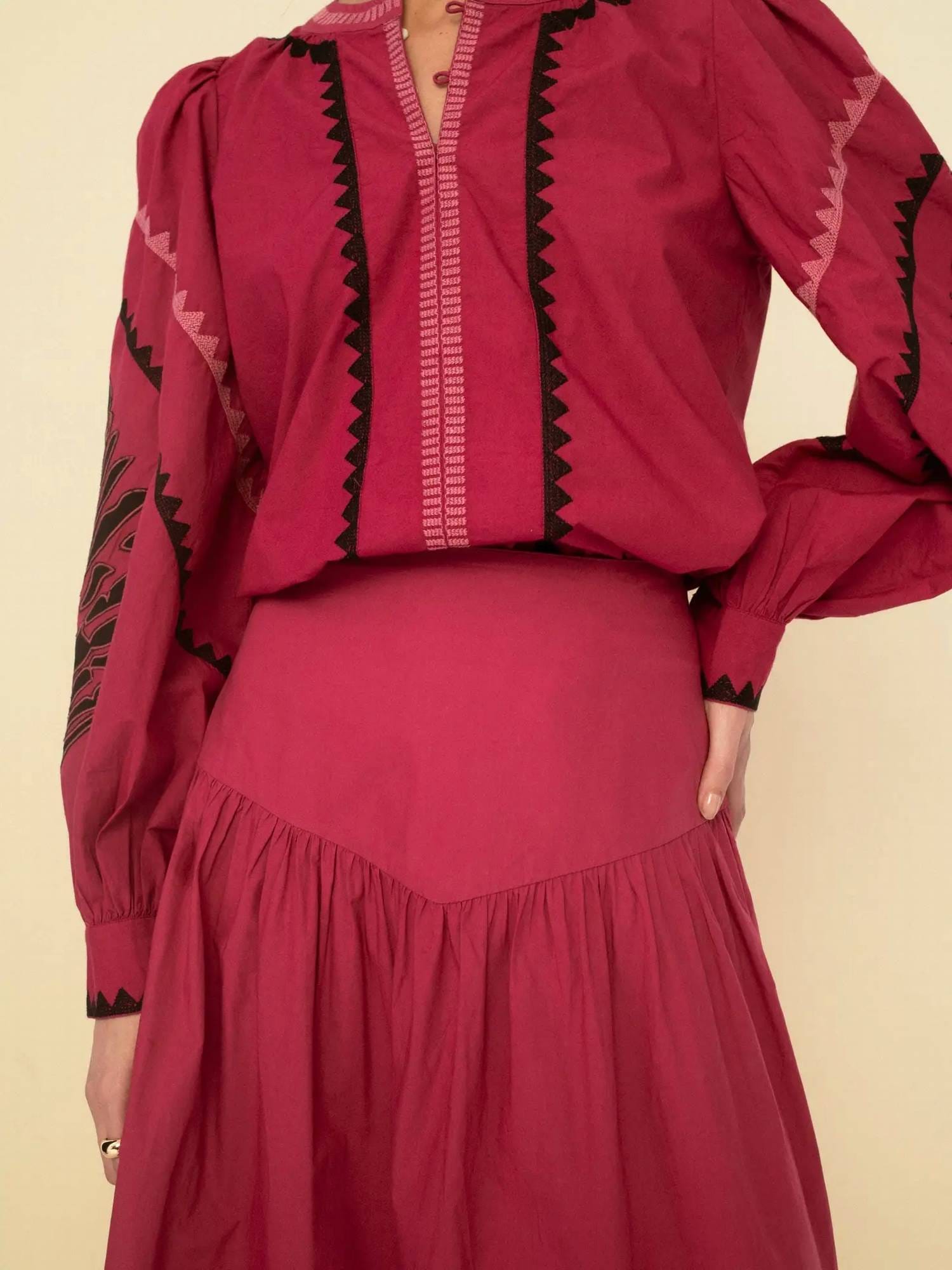 cherry A - Line Flared Skirt In Cherry